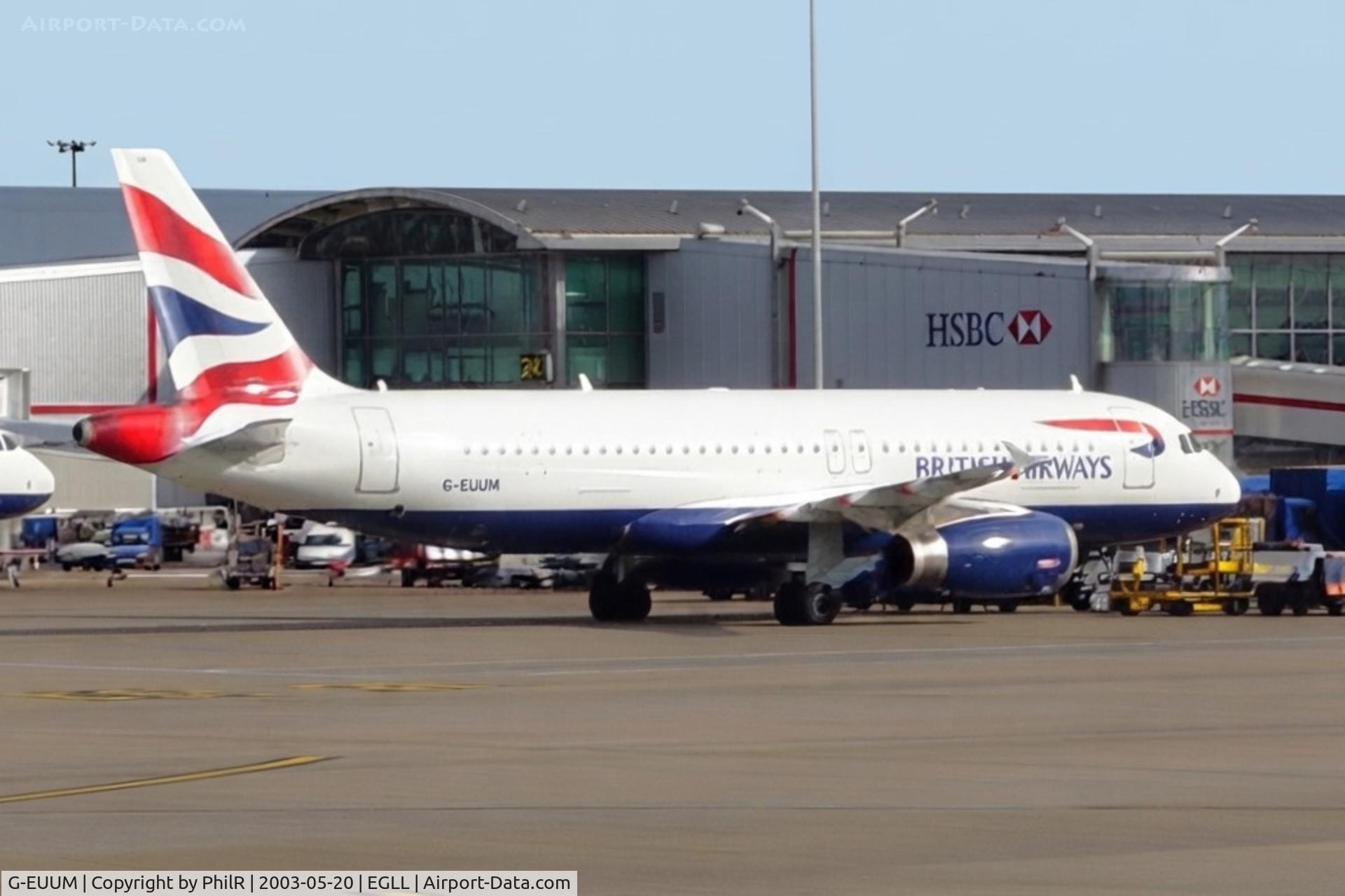 Aircraft G-EUUM, 2002 Airbus A320-232, c/n 1907, G-EUUM 2002 A320-200 BA LHR, at EGLL, photo by PhilR