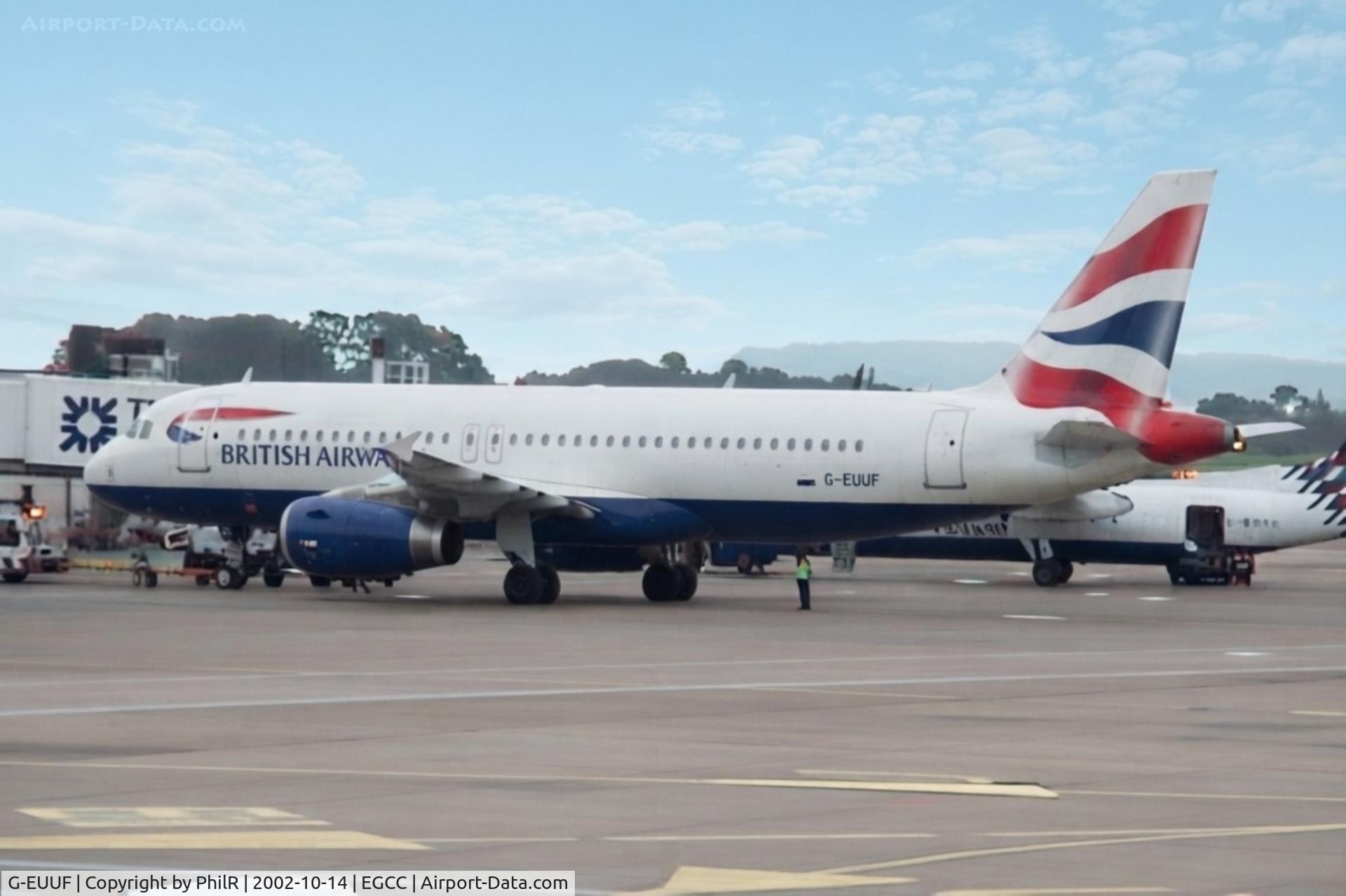 Aircraft G-EUUF, 2002 Airbus A320-232, c/n 1814, G-EUUF 2002 A320-200 BA MAN, at EGCC, photo by PhilR