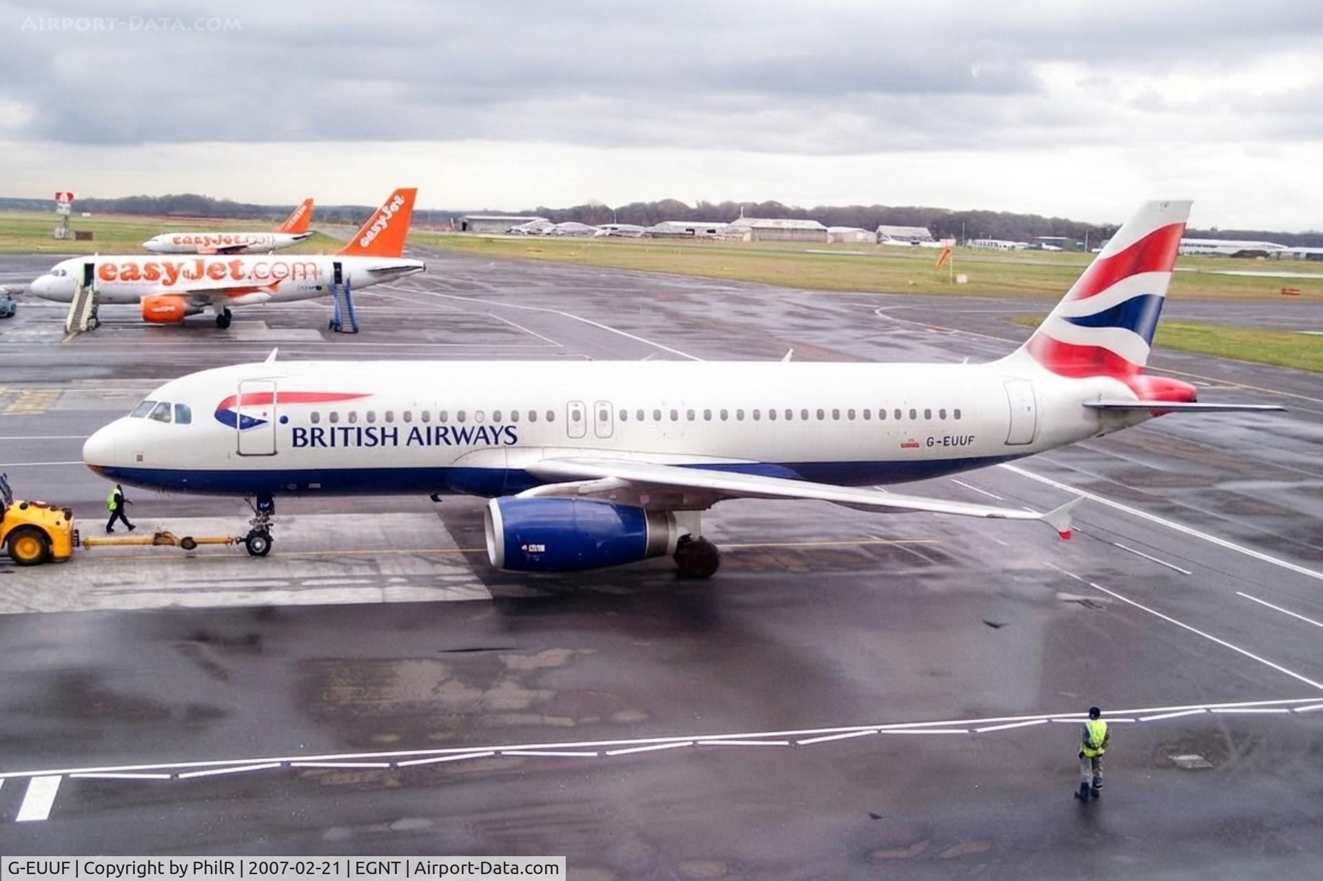 Aircraft G-EUUF, 2002 Airbus A320-232, c/n 1814, G-EUUF 2002 A320-200 BA NCL, at EGNT, photo by PhilR