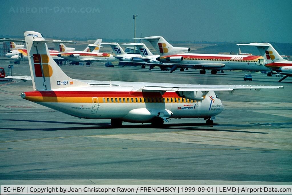 Aircraft EC-HBY, 1999 ATR 72-212A, c/n 578, "Abeto" Air Nostrum, at LEMD, photo by Jean Christophe Ravon / FRENCHSKY