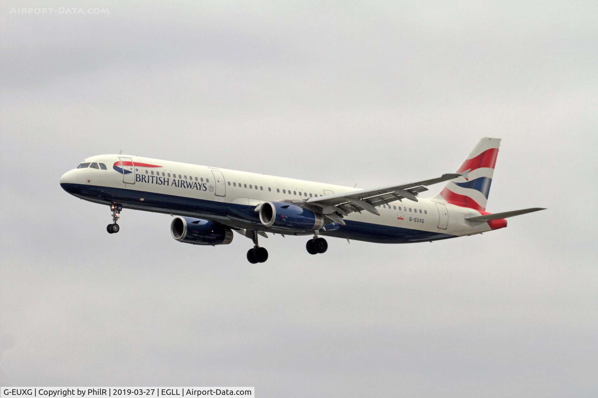 Aircraft G-EUXG, 2004 Airbus A321-231, c/n 2351, G-EUXG 2004 A321-200 Bedfont LHR, at EGLL, photo by PhilR