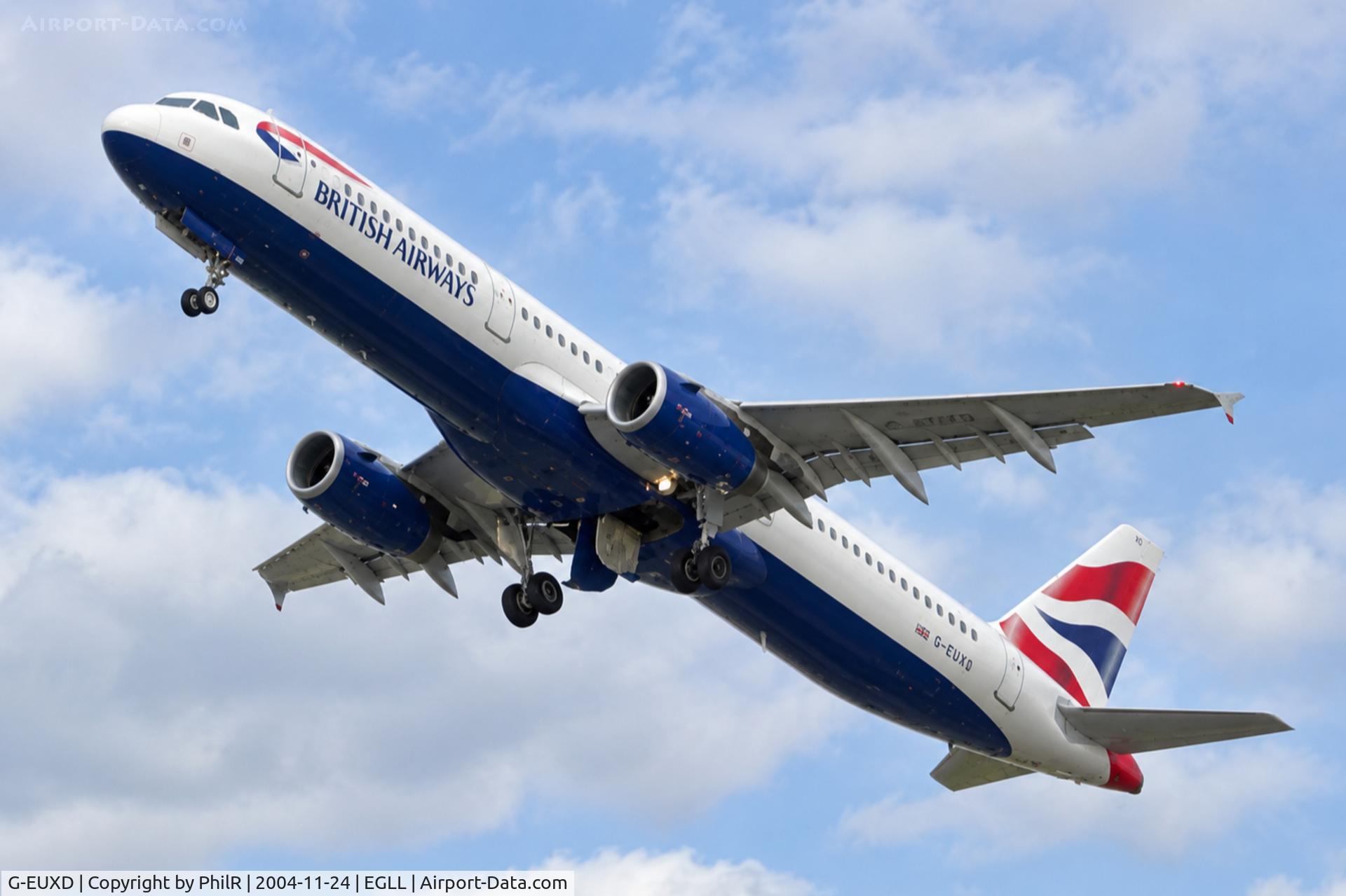 Aircraft G-EUXD, 2004 Airbus A321-231, c/n 2320, G-EUXD 2004 A321-232 BA LHR, at EGLL, photo by PhilR