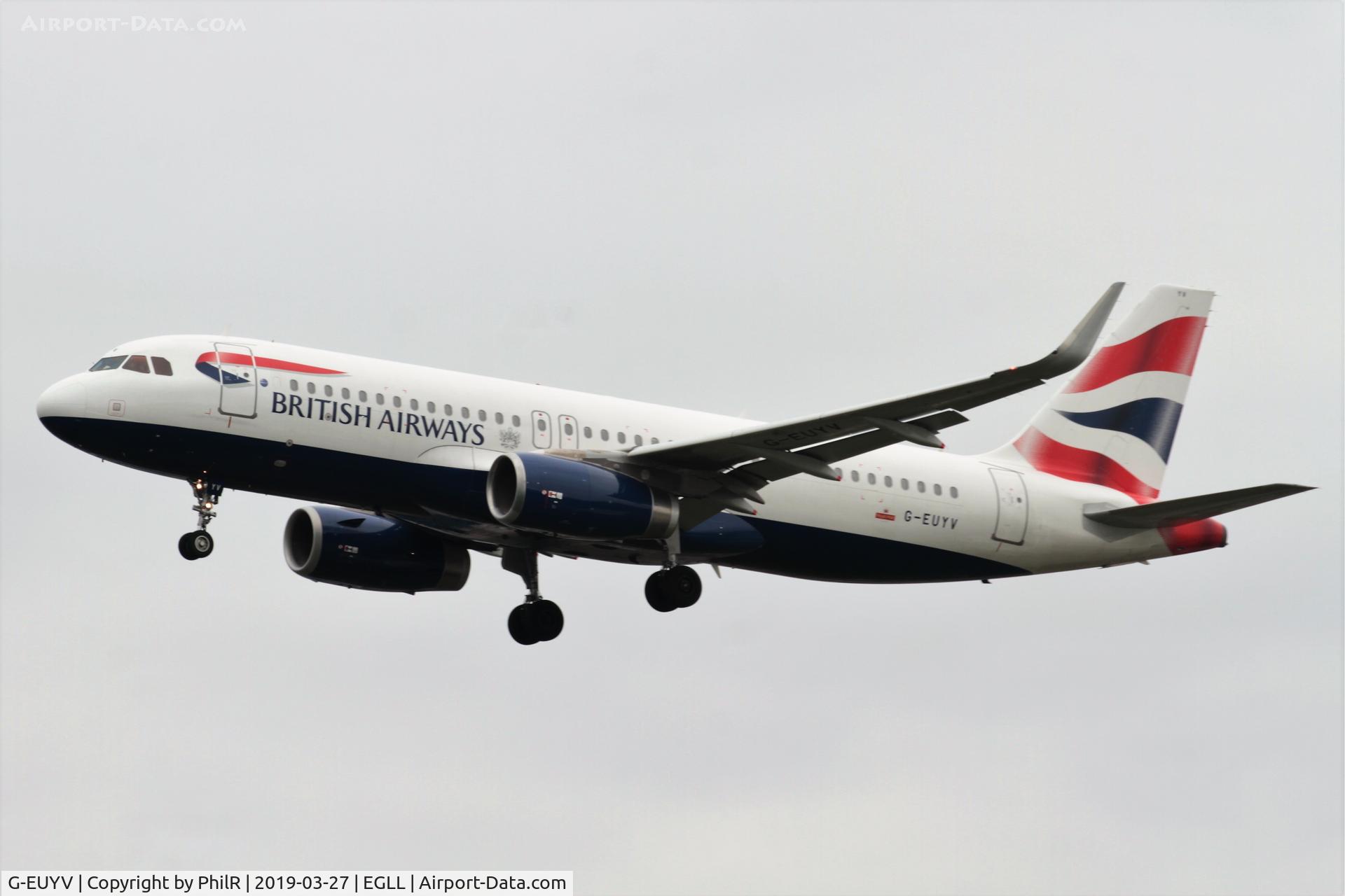 Aircraft G-EUYV, 2014 Airbus A320-232, c/n 6091, G-EUYV 2014 A320-200 Bedfont LHR, at EGLL, photo by PhilR