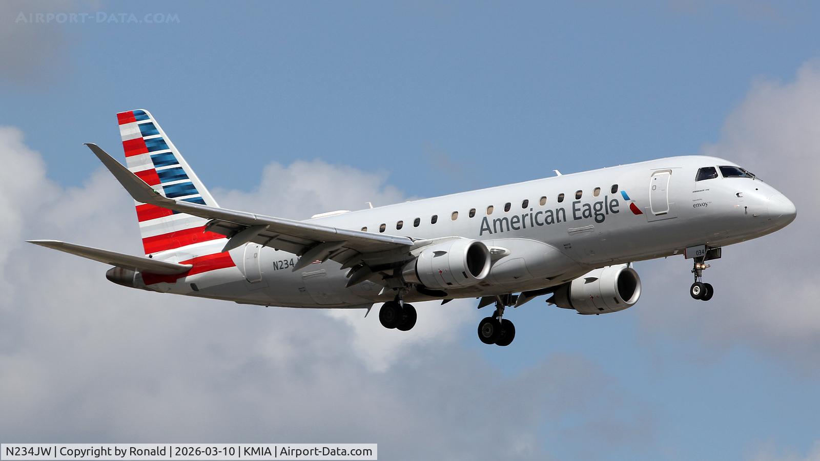 Aircraft N234JW, 2016 Embraer 175LR (ERJ-170-200LR), c/n 17000566, at mia, at KMIA, photo by Ronald