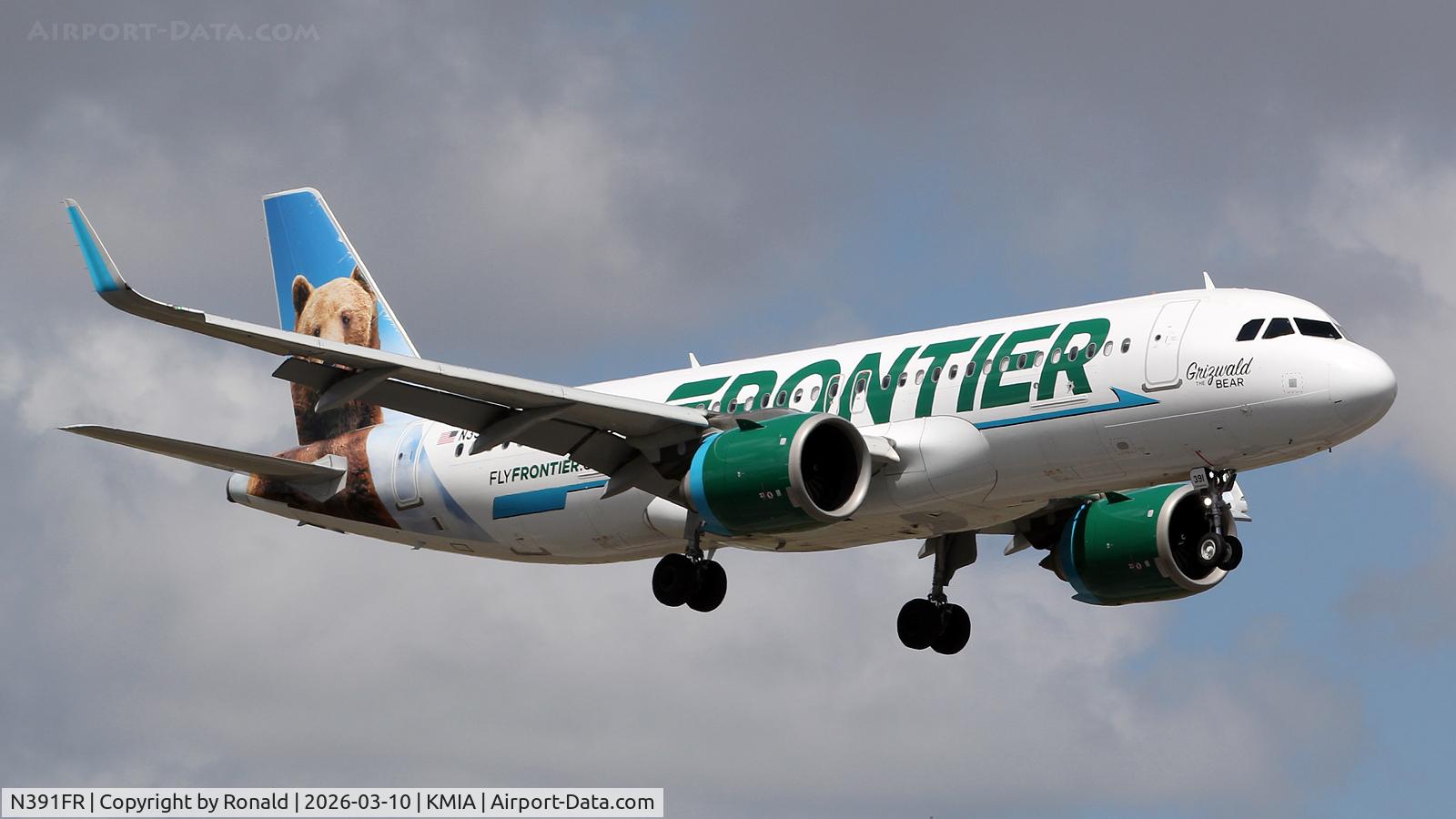 Aircraft N391FR, 2022 Airbus A320-251N, c/n 10838, at mia, at KMIA, photo by Ronald