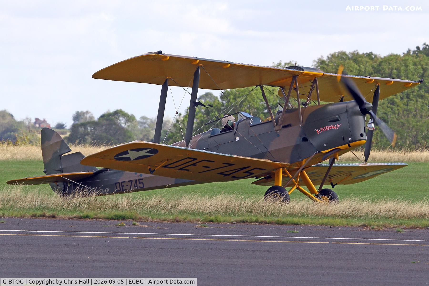 Aircraft G-BTOG, 1944 De Havilland DH-82A Tiger Moth II, c/n 86500, LAA 80th Anniversary Rally, at EGBG, photo by Chris Hall