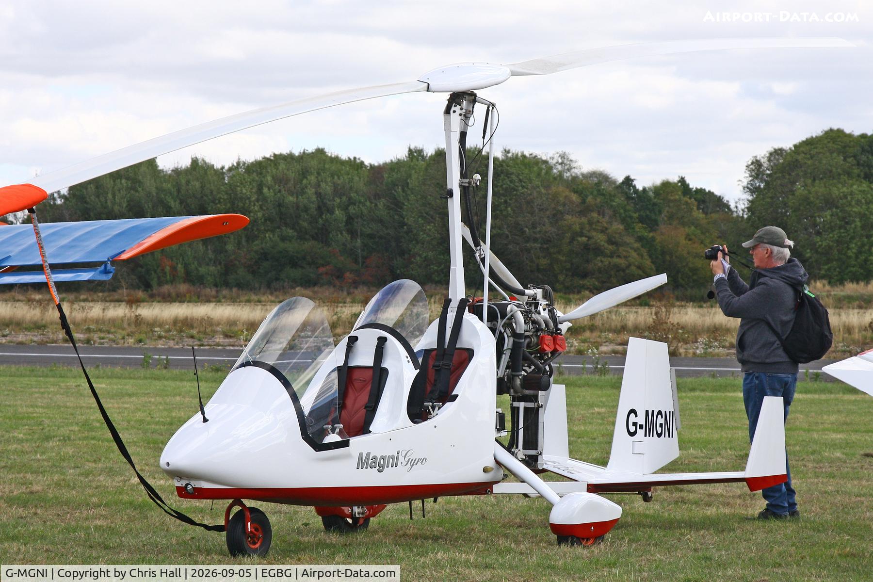 Aircraft G-MGNI, 2017 Magni Gyro M-16C Tandem Trainer, c/n 16-17-0804, LAA 80th Anniversary Rally, at EGBG, photo by Chris Hall