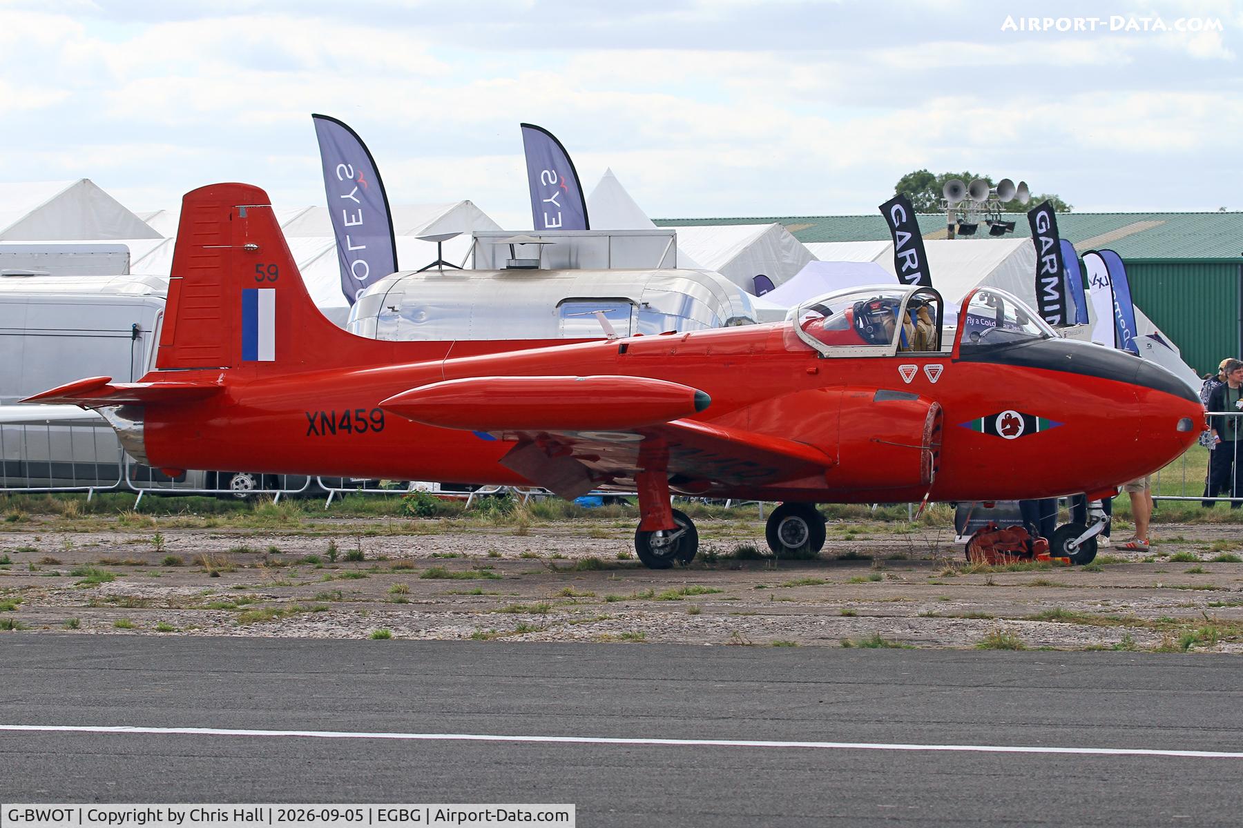 Aircraft G-BWOT, 1961 Hunting P-84 Jet Provost T.3A, c/n PAC/W/10138, LAA 80th Anniversary Rally, at EGBG, photo by Chris Hall