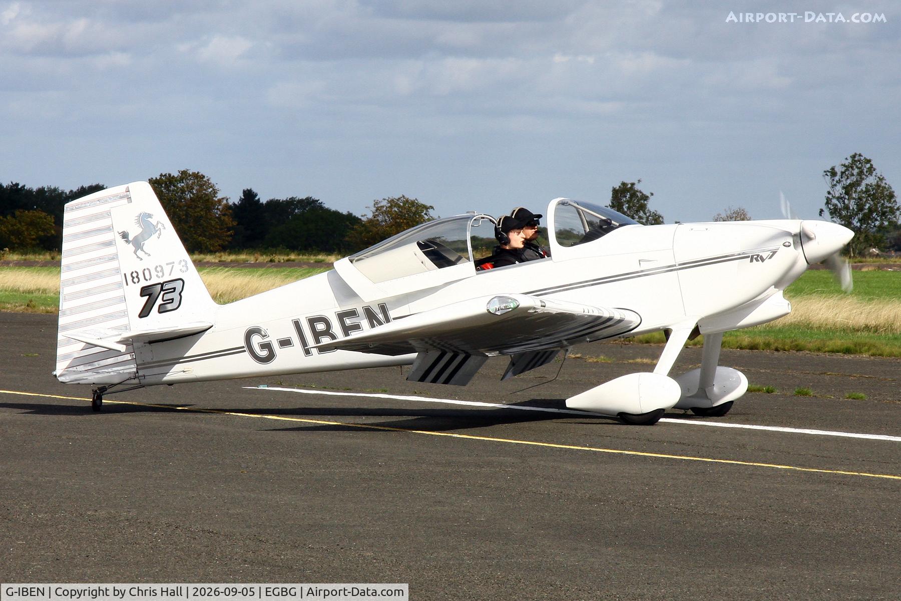 Aircraft G-IBEN, 2013 Vans RV-7, c/n PFA 323-13981, LAA 80th Anniversary Rally, at EGBG, photo by Chris Hall