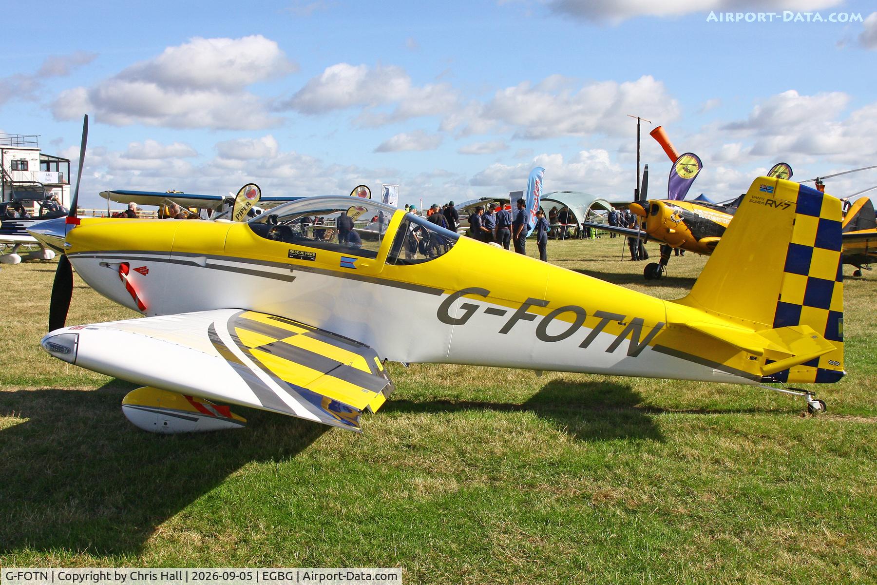 Aircraft G-FOTN, 2019 Vans RV-7, c/n LAA 323-15244, LAA 80th Anniversary Rally, at EGBG, photo by Chris Hall