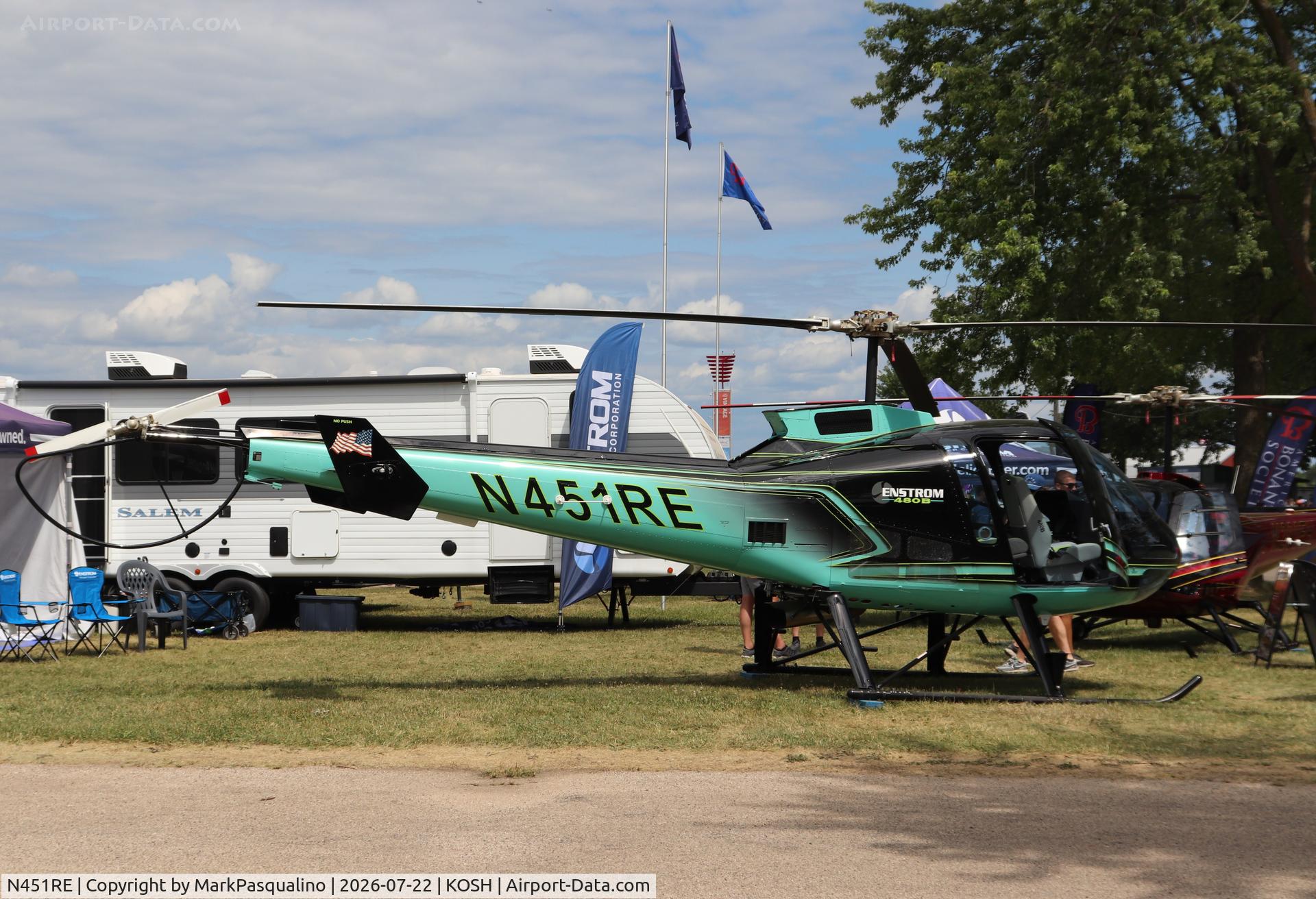 Aircraft N451RE, 2026 Enstrom Helicopter Corp 480B, c/n 5265, Enstrom 480B, at KOSH, photo by MarkPasqualino