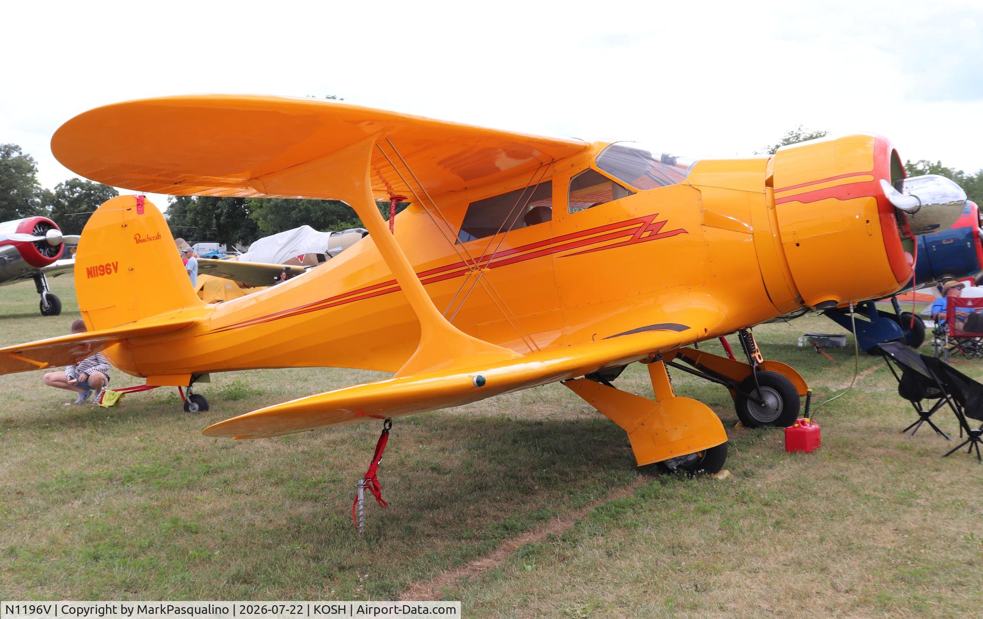 Aircraft N1196V, 1947 Beech D17S Staggerwing, c/n 6703, Beech D17S, at KOSH, photo by MarkPasqualino