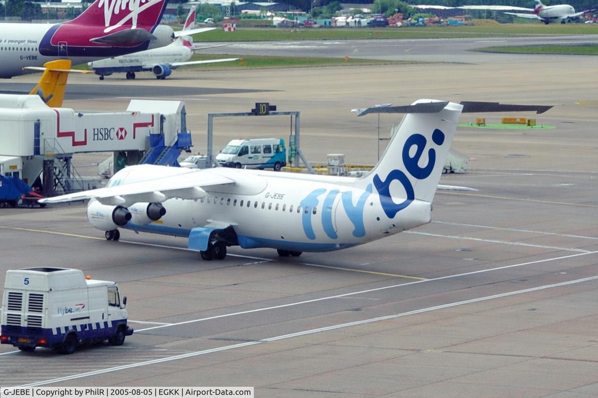 Aircraft G-JEBE, 1991 British Aerospace BAe.146-300, c/n E3206, G-JEBE 1991 BAe146-300 Flybe LGW, at EGKK, photo by PhilR