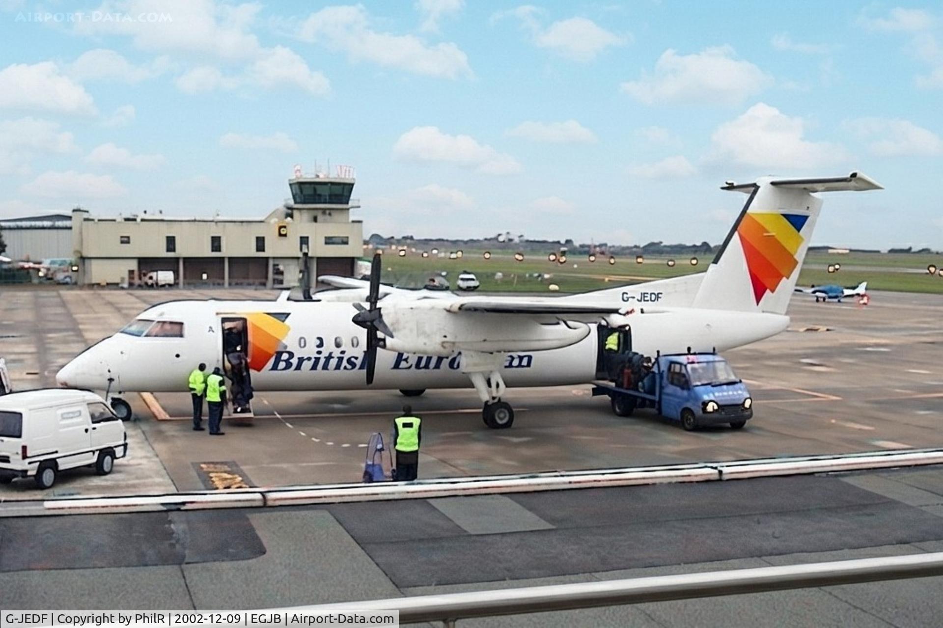 Aircraft G-JEDF, 2000 De Havilland Canada DHC-8-311Q Dash 8, c/n 548, G-JEDF 2000 DHC-8-300 Flybe GCI, at EGJB, photo by PhilR
