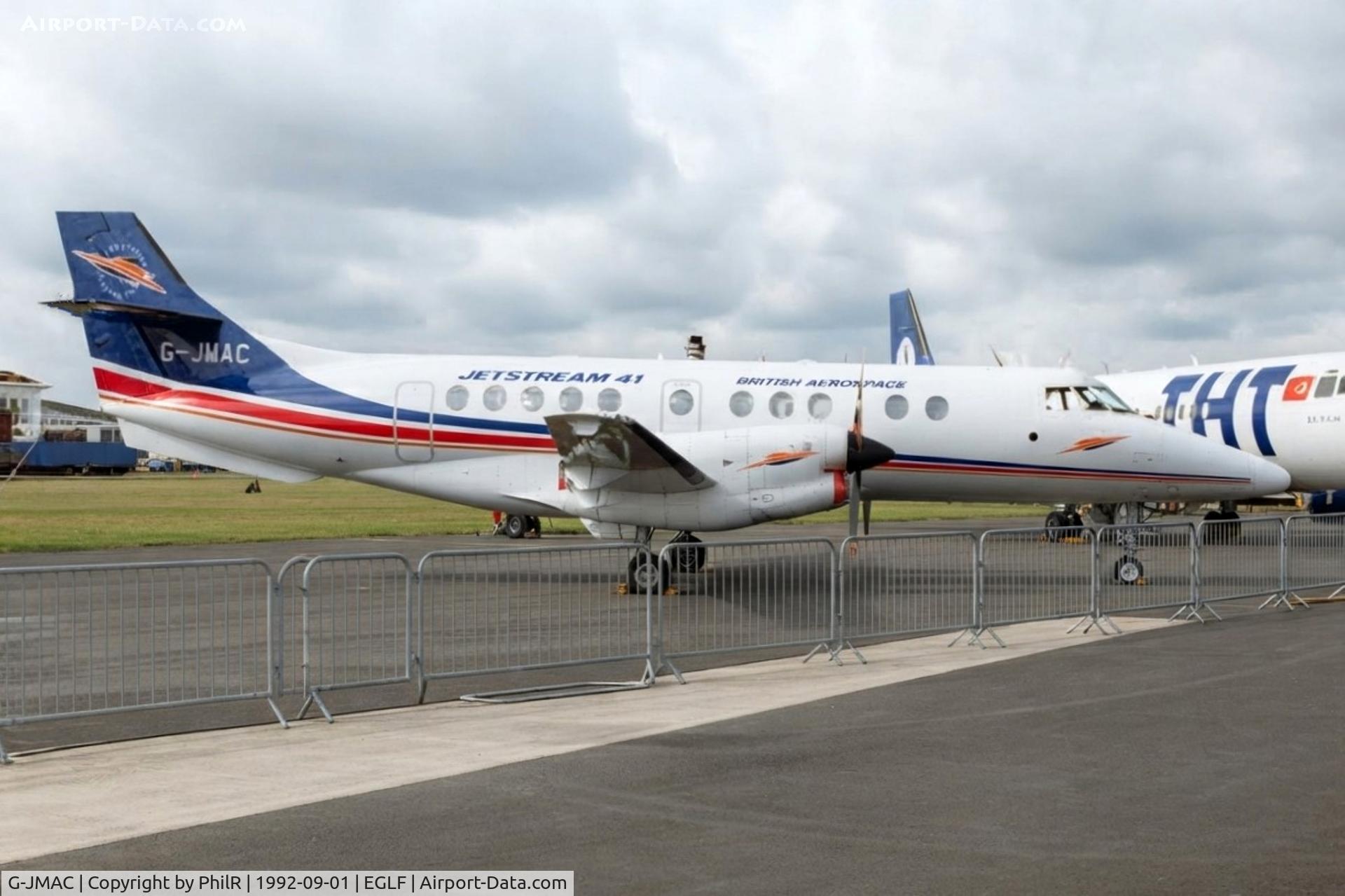 Aircraft G-JMAC, 1992 British Aerospace Jetstream 41, c/n 41004, G-JMAC 1992 BAe Jetstream 41 BAe SBAC 09.92.jpg, at EGLF, photo by PhilR