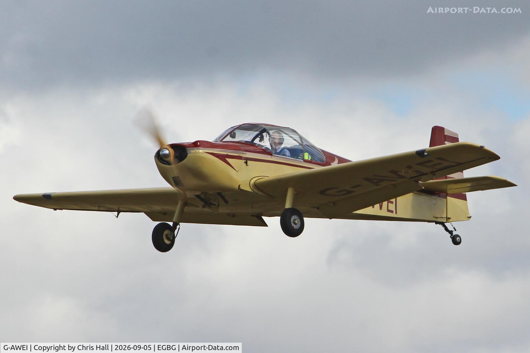 Aircraft G-AWEI, 1968 Rollason Druine D-62B Condor, c/n RAE/628, LAA 80th Anniversary Rally, at EGBG, photo by Chris Hall