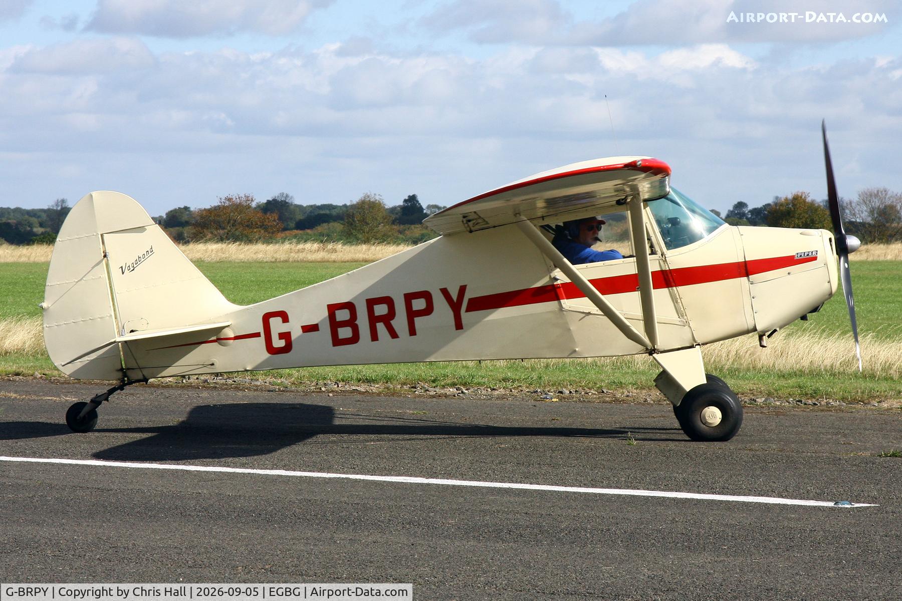 Aircraft G-BRPY, 1948 Piper PA-15 Vagabond Vagabond, c/n 15-141, LAA 80th Anniversary Rally, at EGBG, photo by Chris Hall
