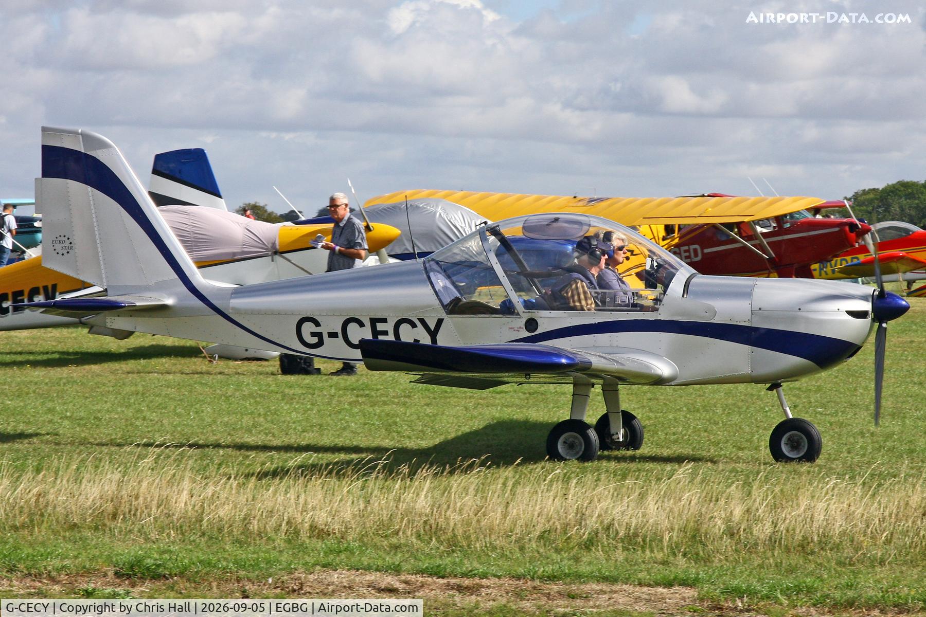 Aircraft G-CECY, 2006 Aerotechnik EV-97 Eurostar, c/n PFA 315-14551, LAA 80th Anniversary Rally, at EGBG, photo by Chris Hall