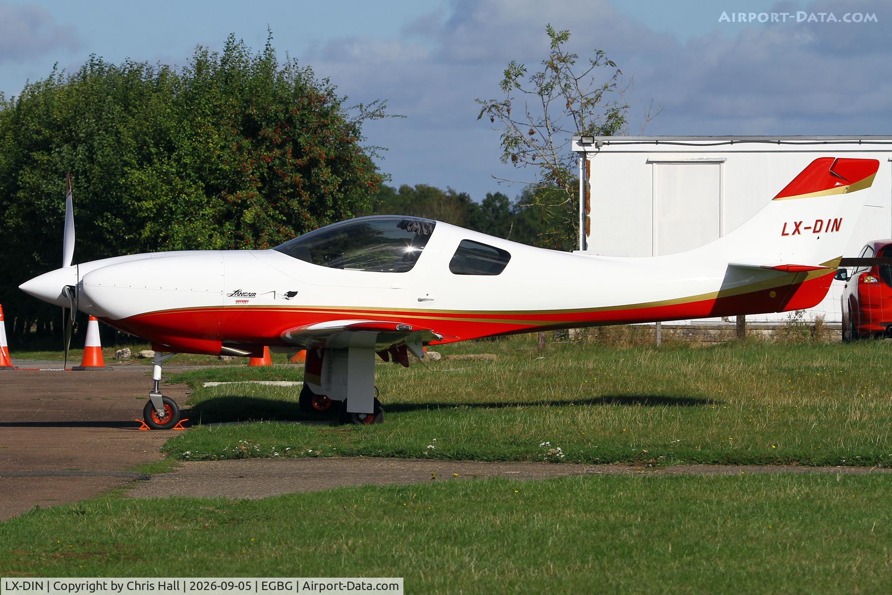 Aircraft LX-DIN, 2003 Lancair Legacy 2000, c/n L2K-137, LAA 80th Anniversary Rally, at EGBG, photo by Chris Hall