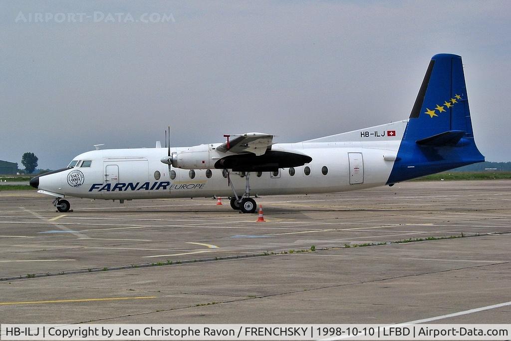 Aircraft HB-ILJ, 1980 Fokker F-27-500 Friendship, c/n 10596, Farner Air Transport, at LFBD, photo by Jean Christophe Ravon / FRENCHSKY