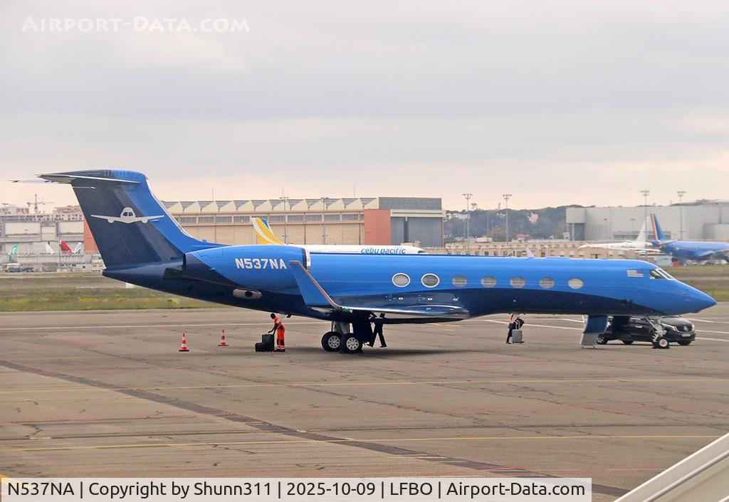 Aircraft N537NA, 2008 Gulfstream Aerospace GV-SP (G550), c/n 5188, Parked at the General Aviation area..., at LFBO, photo by Shunn311