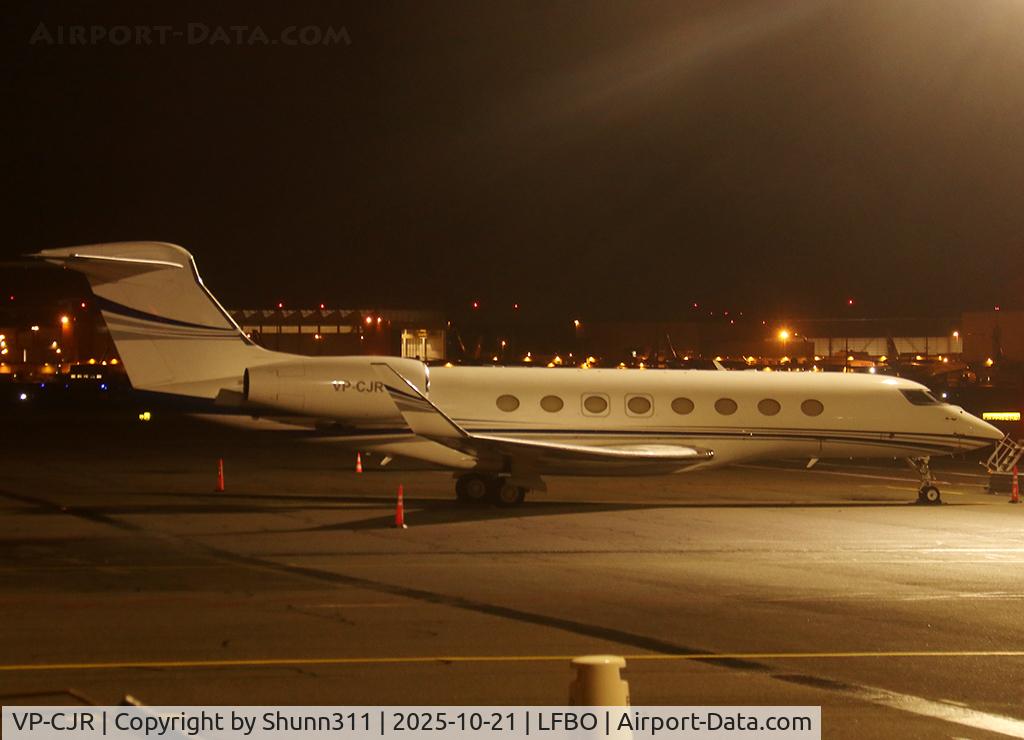 Aircraft VP-CJR, 2015 Gulfstream Aerospace G650 (G-VI), c/n 6168, Parked at the General Aviation area..., at LFBO, photo by Shunn311