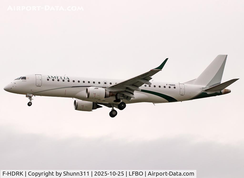 Aircraft F-HDRK, 2013 Embraer 190LR (ERJ-190-100LR), c/n 19000605, Landing rwy 32L, at LFBO, photo by Shunn311