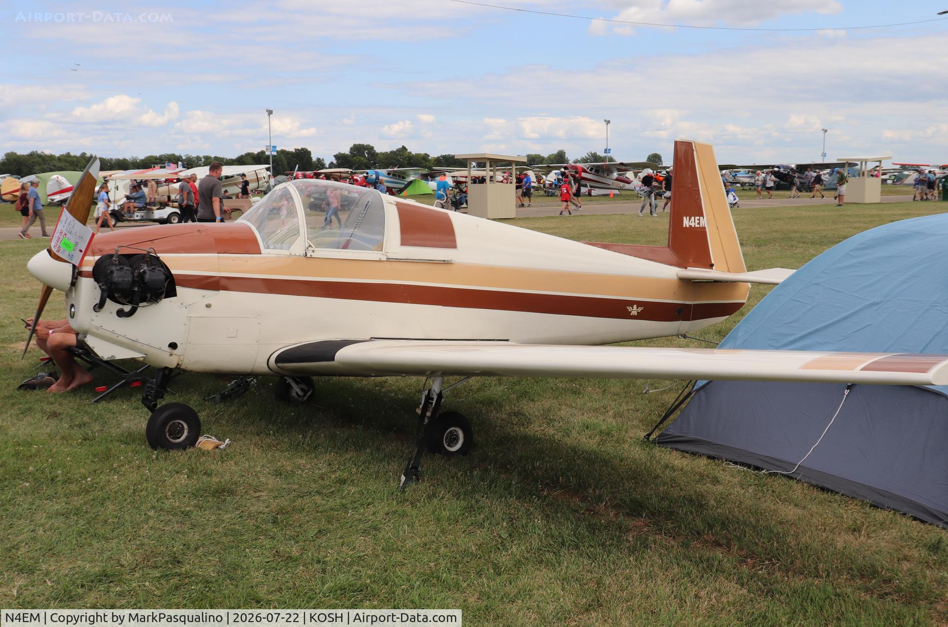 Aircraft N4EM, 1953 Mooney M-18C, c/n 299, Mooney M-18C, at KOSH, photo by MarkPasqualino
