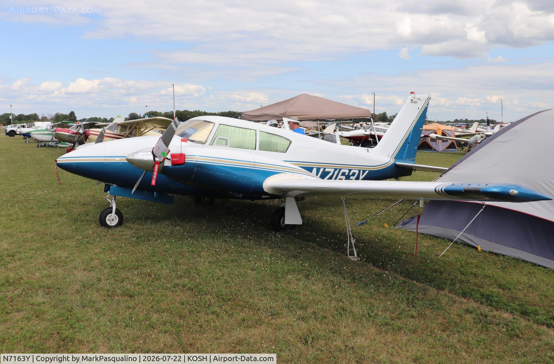Aircraft N7163Y, 1963 Piper PA-30 Twin Comanche, c/n 30-184, Piper PA-30, at KOSH, photo by MarkPasqualino