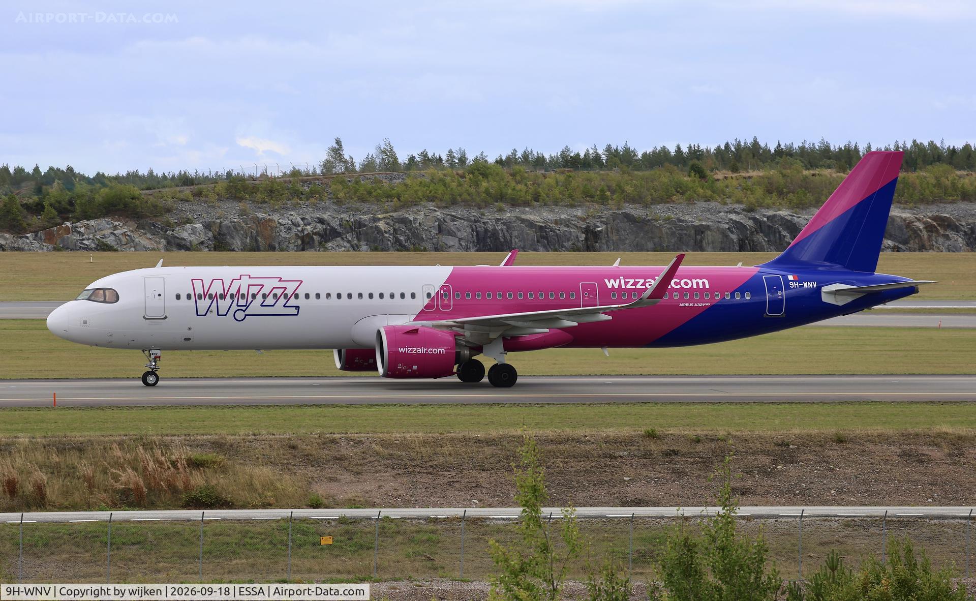 Aircraft 9H-WNV, 2025 Airbus A321-271 NX, c/n 12366, Twy W, at ESSA, photo by wijken