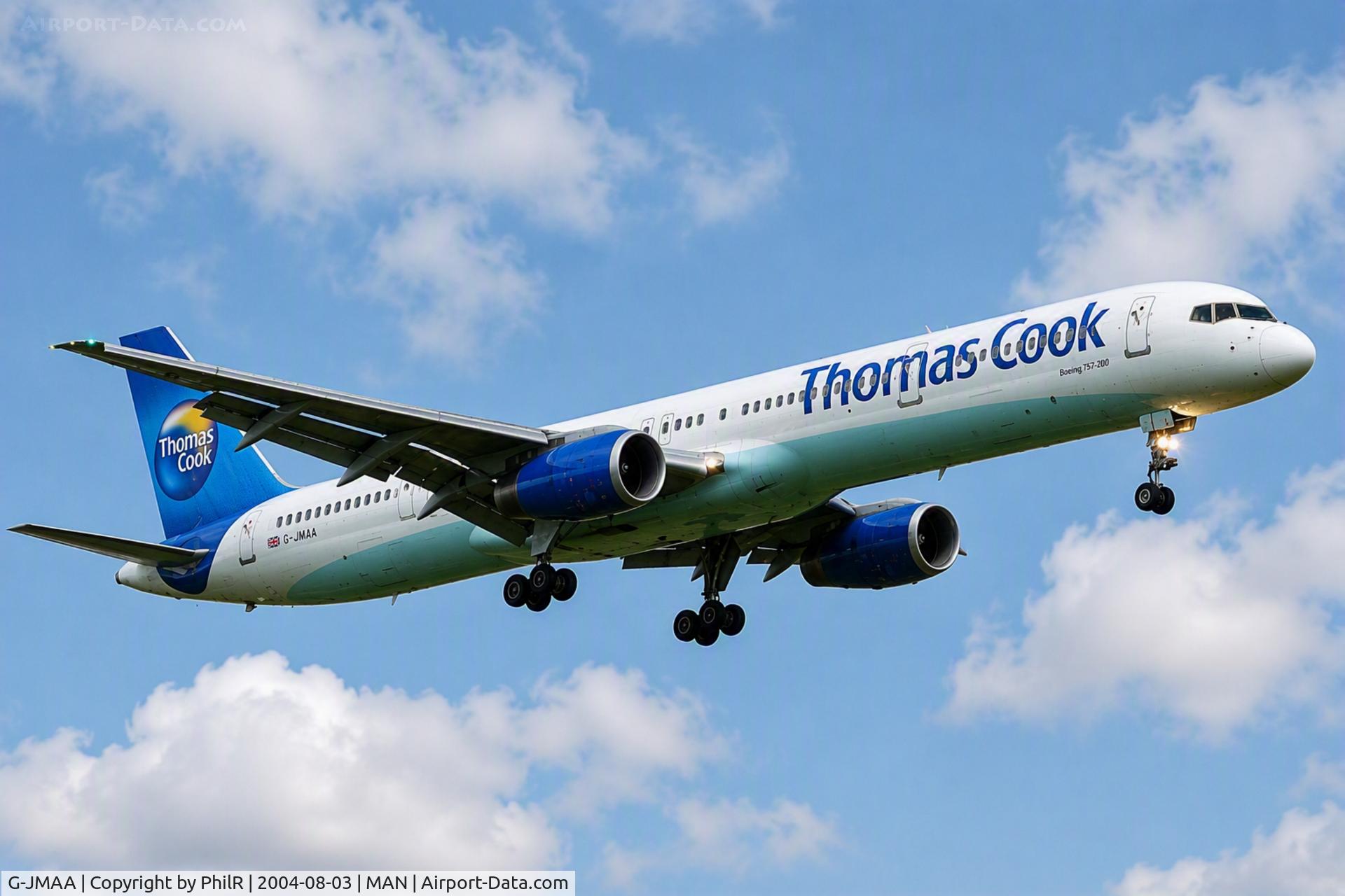 Aircraft G-JMAA, 2001 Boeing 757-3CQ, c/n 32241, G-JMAA 2001 B757-300 Thomas Cook MAN, at MAN, photo by PhilR