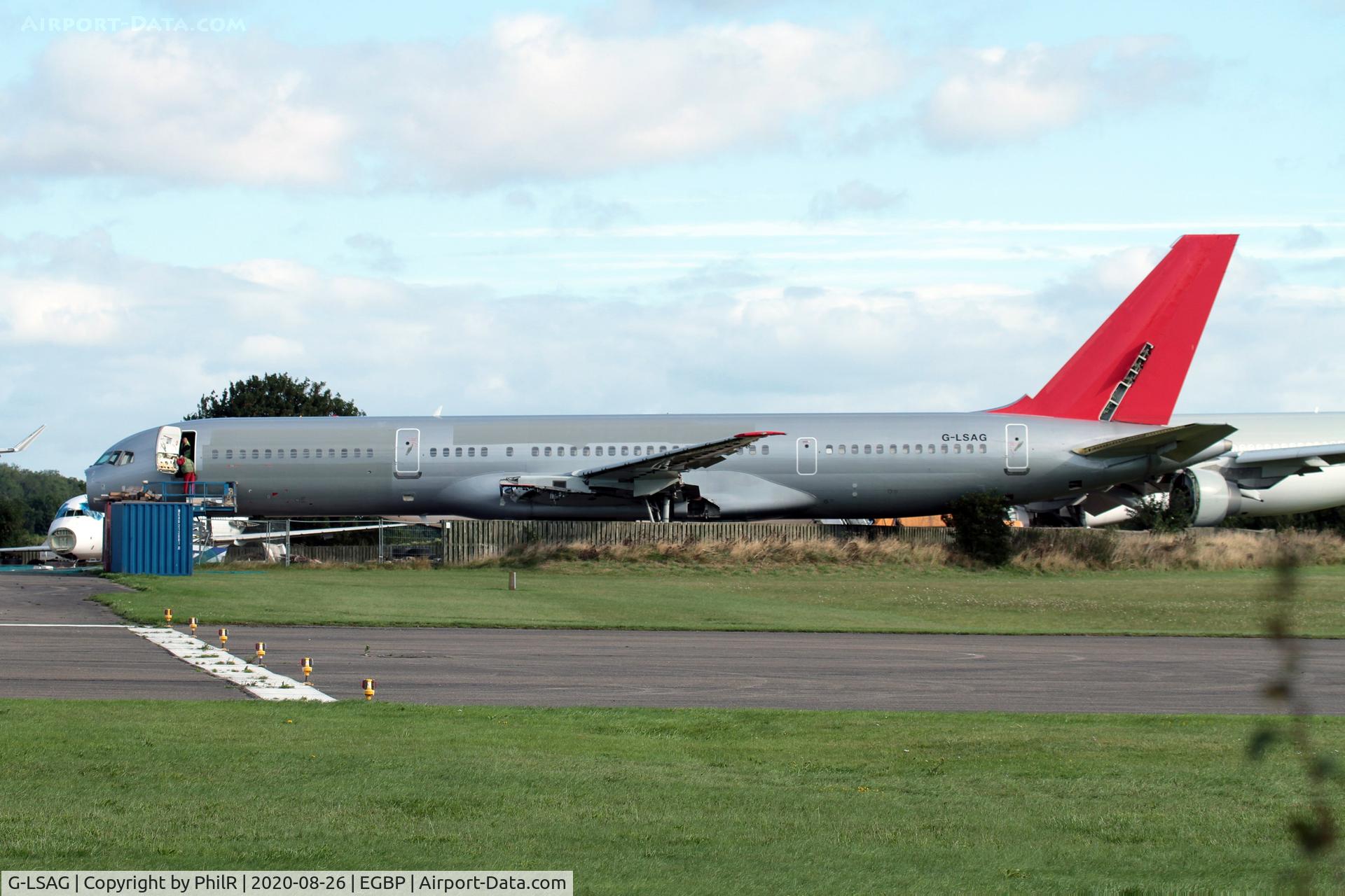 Aircraft G-LSAG, 1987 Boeing 757-21B, c/n 24014 l/n 144, G-LSAG 1987 Boeing 757-200 Jet2 Kemble, at EGBP, photo by PhilR