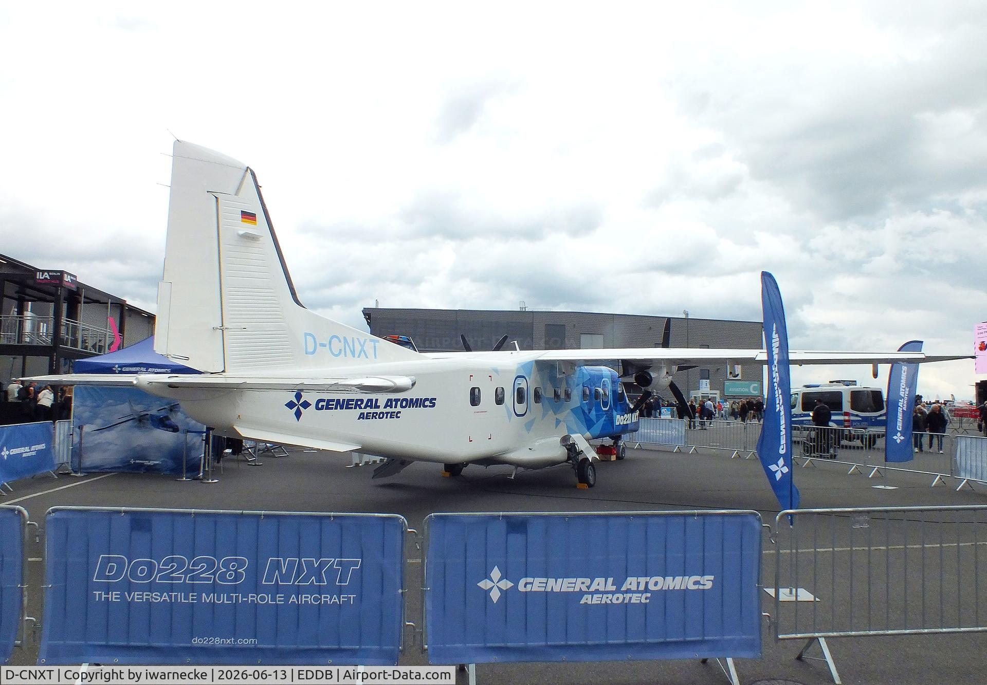Aircraft D-CNXT, General Atomics AeroTec Dornier 228 NXT, c/n 8243, General Atomics AeroTec Dornier 228 NXT at ILA 2026, Berlin, at EDDB, photo by iwarnecke