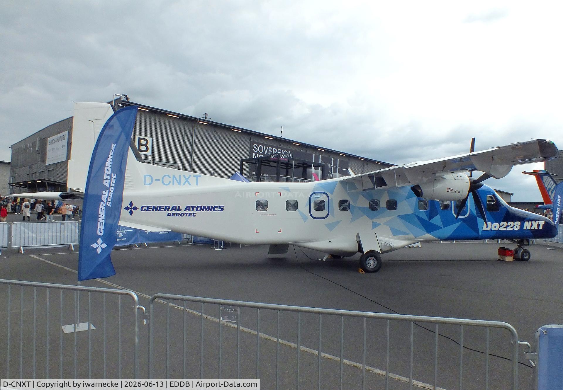 Aircraft D-CNXT, General Atomics AeroTec Dornier 228 NXT, c/n 8243, General Atomics AeroTec Dornier 228 NXT at ILA 2026, Berlin, at EDDB, photo by iwarnecke