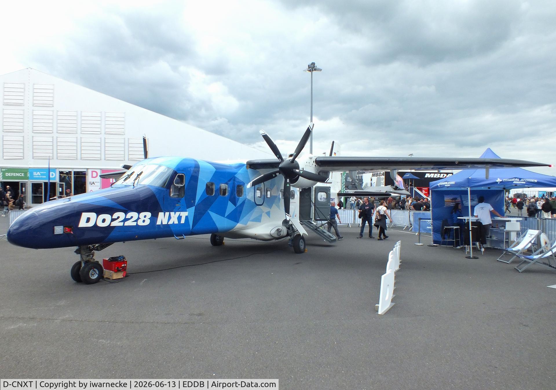 Aircraft D-CNXT, General Atomics AeroTec Dornier 228 NXT, c/n 8243, General Atomics AeroTec Dornier 228 NXT at ILA 2026, Berlin, at EDDB, photo by iwarnecke