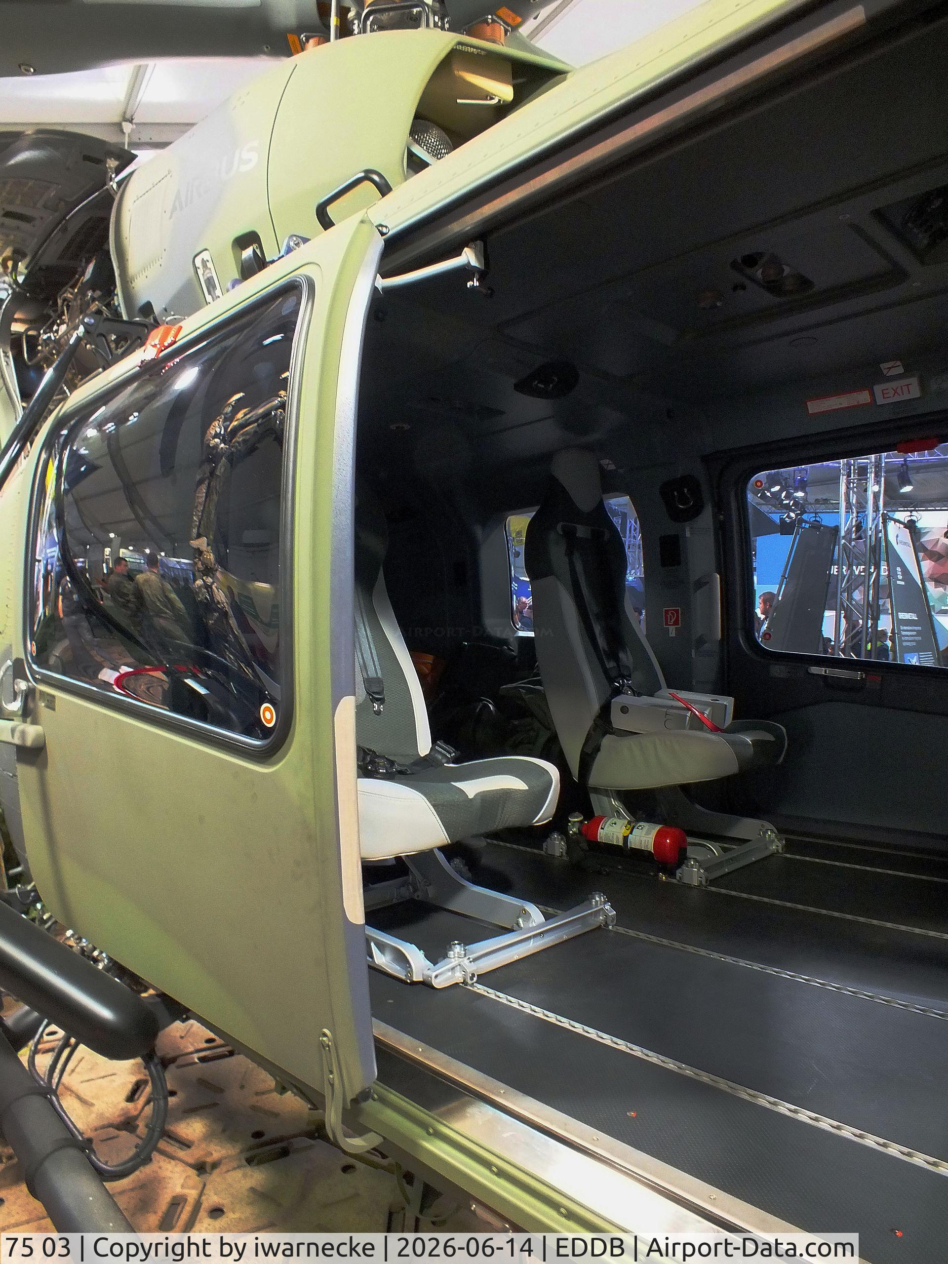 Aircraft 75 03, Airbus Helicopters H-145M, c/n 21405, Airbus Helicopters H145M of the Luftwaffe WTD 61 (German Air Force Technical and Airworthiness Center) at ILA 2026, Berlin #i, at EDDB, photo by iwarnecke