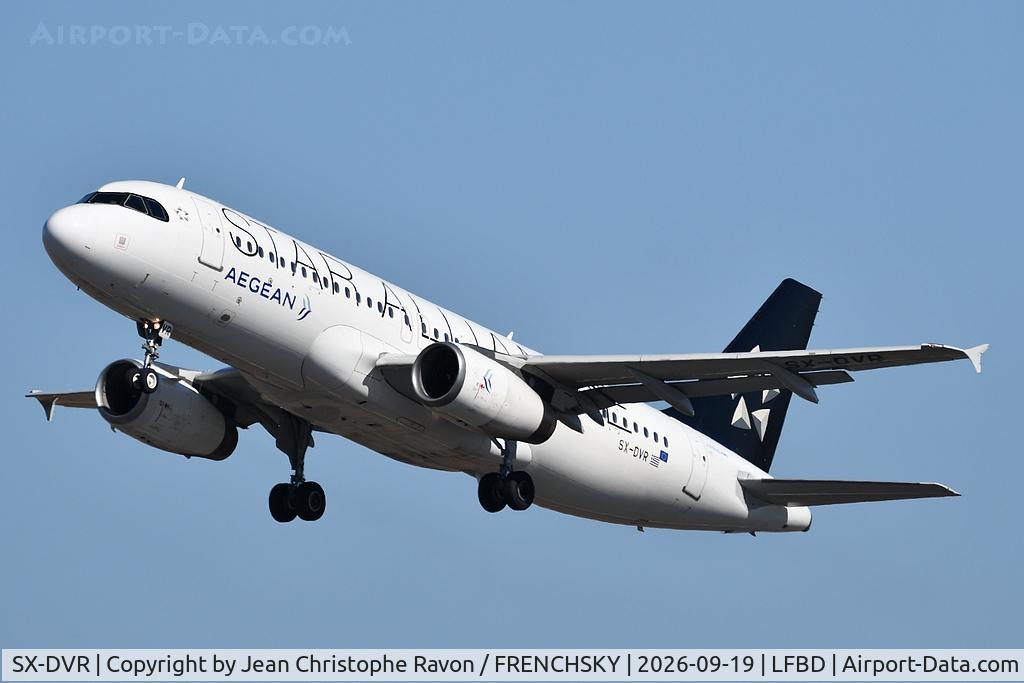 Aircraft SX-DVR, 2008 Airbus A320-232, c/n 3714, Bordeaux (BOD) Athens (ATH) A3697 (Star Alliance Livery), at LFBD, photo by Jean Christophe Ravon / FRENCHSKY