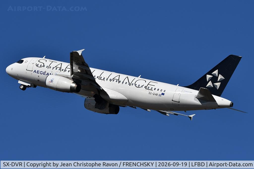 Aircraft SX-DVR, 2008 Airbus A320-232, c/n 3714, Bordeaux (BOD) Athens (ATH) A3697 (Star Alliance Livery), at LFBD, photo by Jean Christophe Ravon / FRENCHSKY