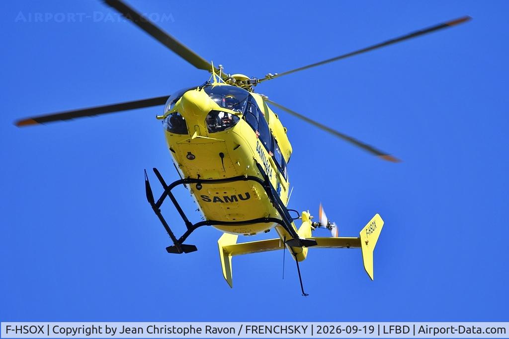 Aircraft F-HSOX, 2010 Eurocopter EC-145 (BK-117C-2), c/n 9271, SAMU64, at LFBD, photo by Jean Christophe Ravon / FRENCHSKY