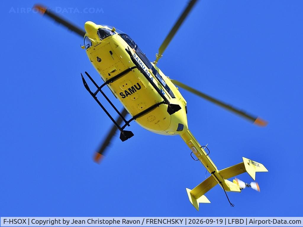 Aircraft F-HSOX, 2010 Eurocopter EC-145 (BK-117C-2), c/n 9271, SAMU64, at LFBD, photo by Jean Christophe Ravon / FRENCHSKY