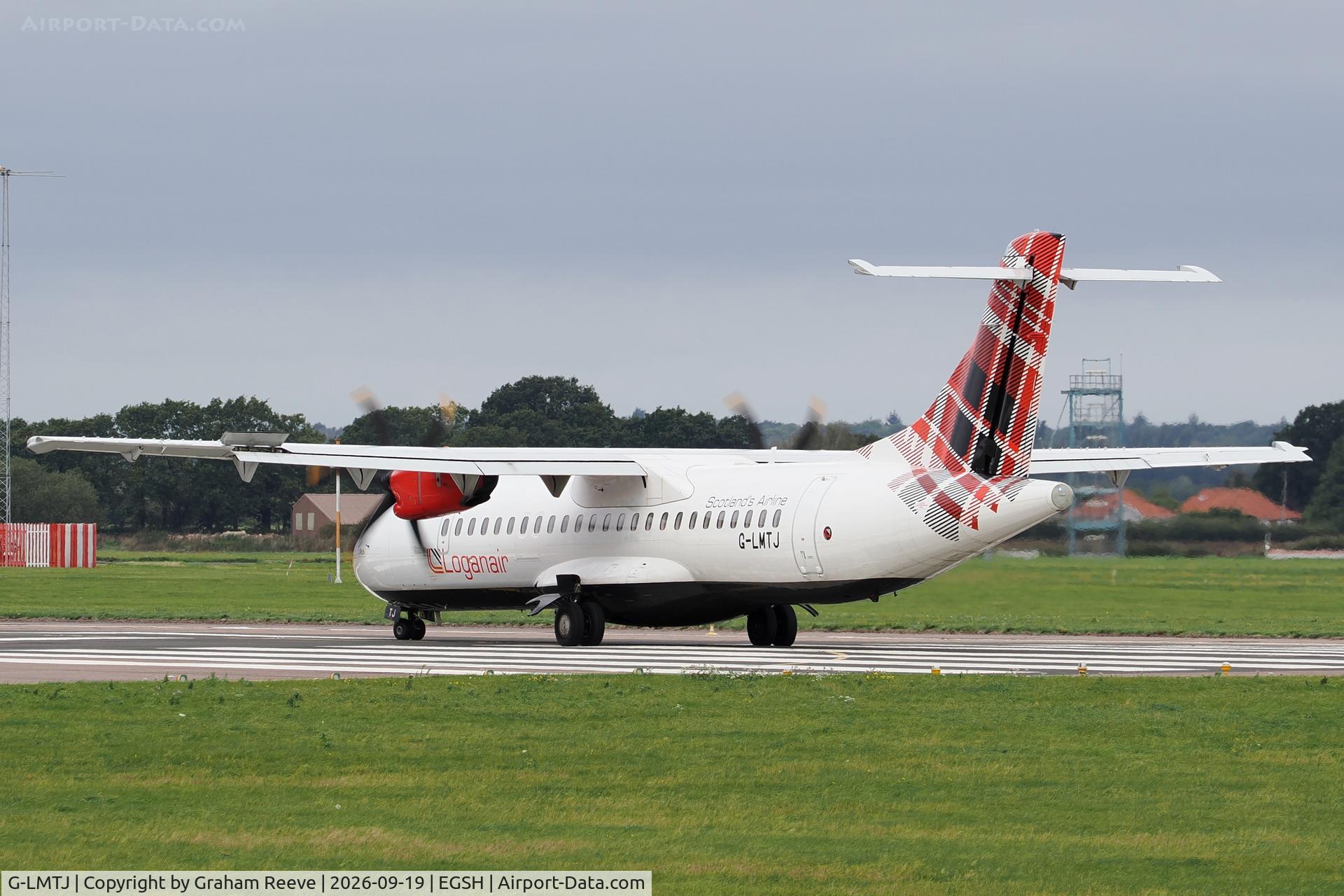 Aircraft G-LMTJ, 2013 ATR ATR 72-212 A, c/n 1126, Departing from Norwich., at EGSH, photo by Graham Reeve