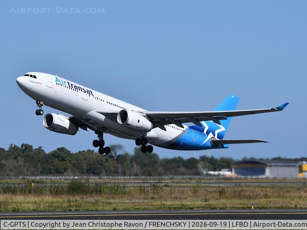 Aircraft C-GPTS, 2002 Airbus A330-243, c/n 480, Bordeaux (BOD) Montreal (YUL) TS517, at LFBD, photo by Jean Christophe Ravon / FRENCHSKY