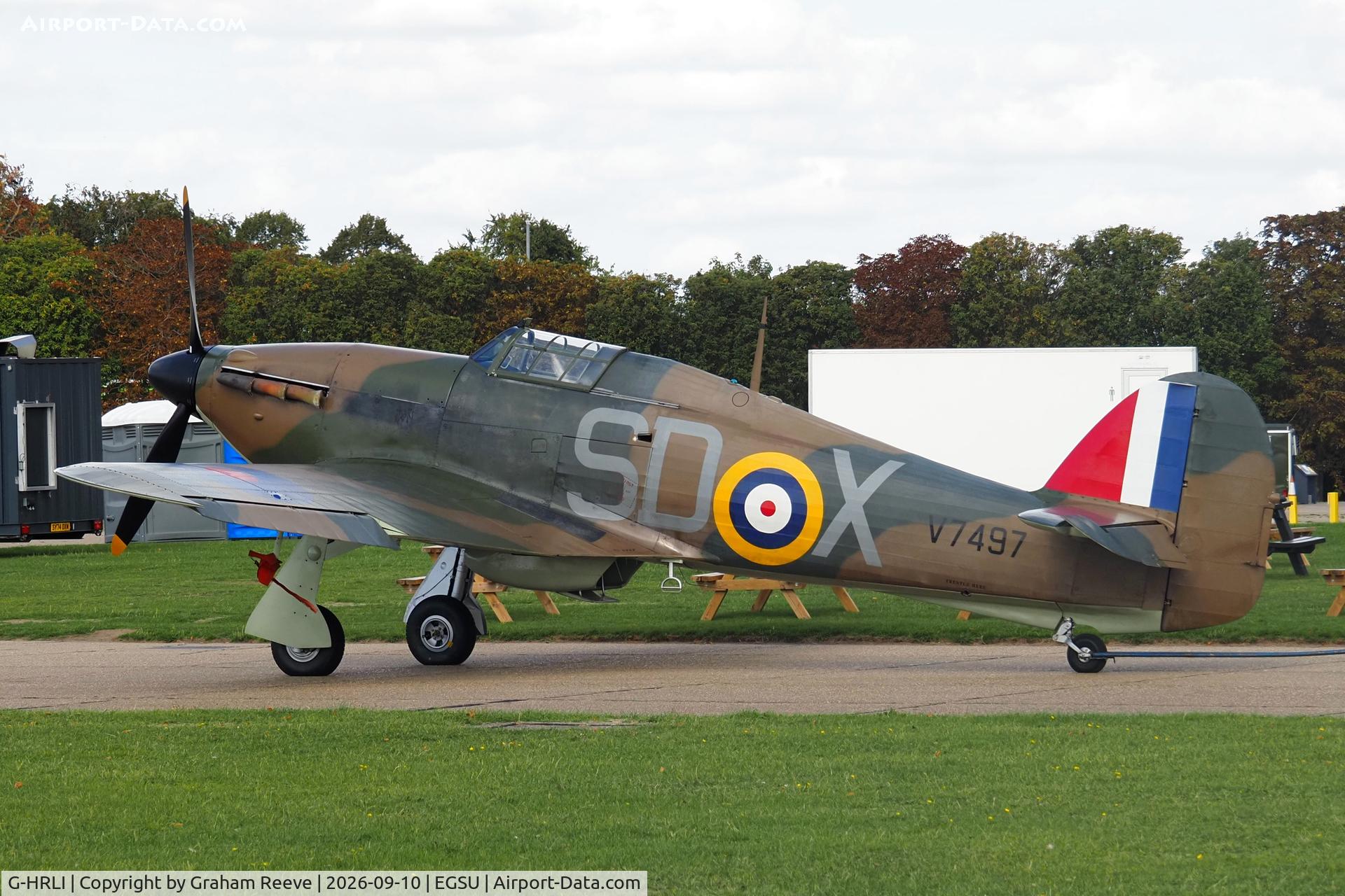 Aircraft G-HRLI, 1940 Hawker Hurricane I, c/n 41H-136172, Under tow at, IWM, Duxford., at EGSU, photo by Graham Reeve