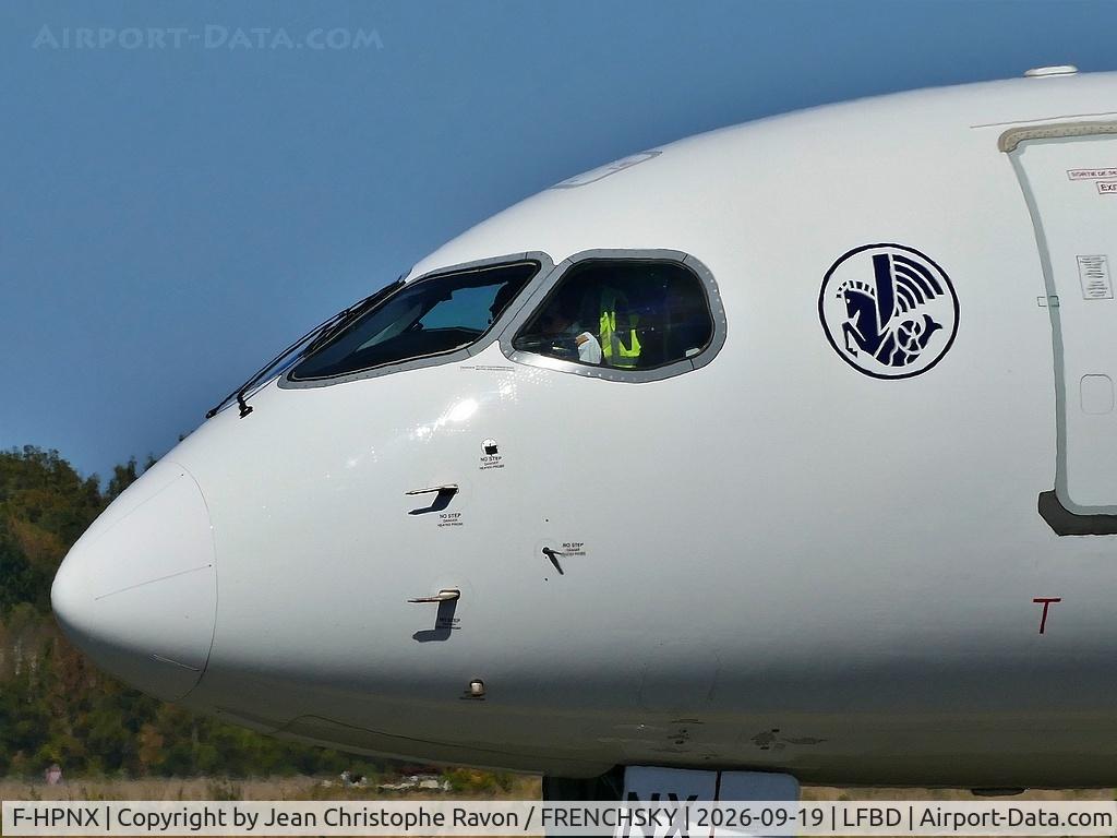 Aircraft F-HPNX, 2025 Airbus A220-300, c/n 55390, Bordeaux (BOD) Paris (CDG) AF7435, at LFBD, photo by Jean Christophe Ravon / FRENCHSKY
