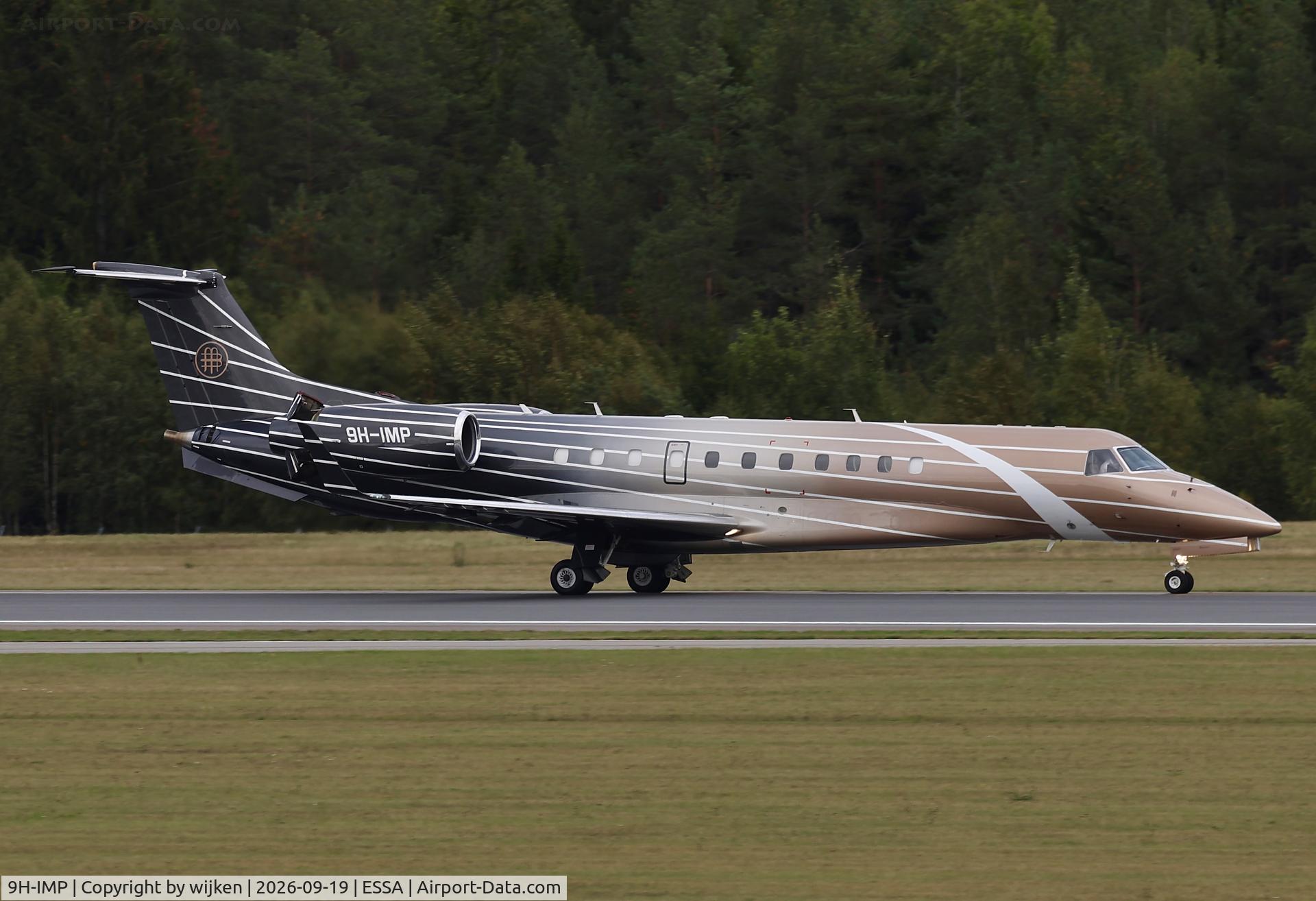 Aircraft 9H-IMP, 2004 Embraer ERJ-135BJ Legacy 600, c/n 14500818, Rwy 19L, at ESSA, photo by wijken