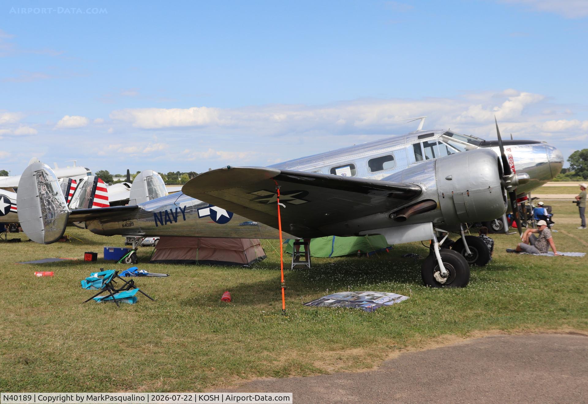 Aircraft N40189, 1943 Beech RC-45J Expeditor, c/n 5523, Beech RC-45J, at KOSH, photo by MarkPasqualino