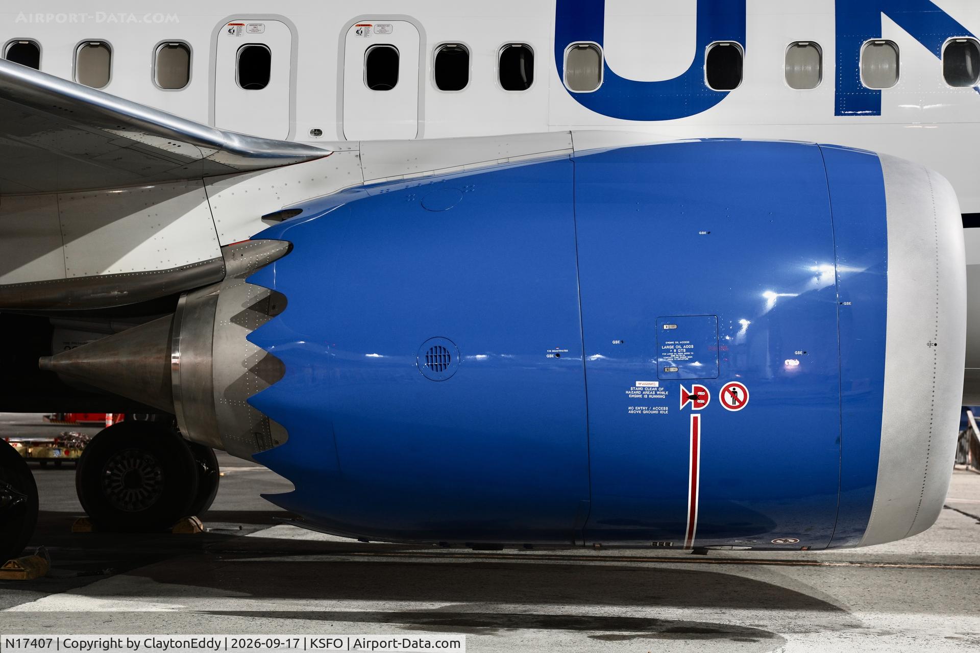 Aircraft N17407, 2025 Boeing 737-9 MAX, c/n 68816 l/n 9228, SFO 2026, at KSFO, photo by ClaytonEddy