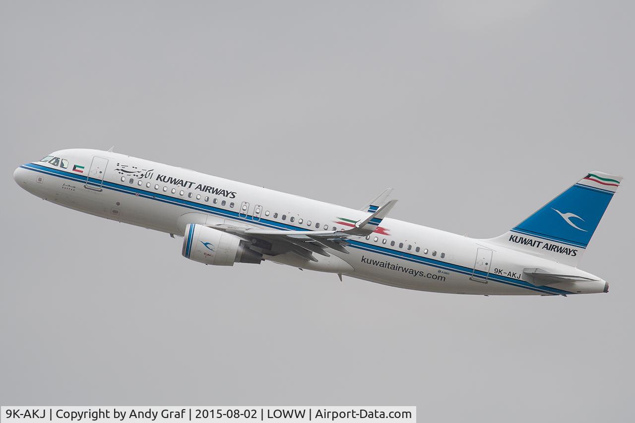Aircraft 9K-AKJ, 2015 Airbus A320-214, c/n 6516, Kuwait Airways A320, at LOWW, photo by Andy Graf
