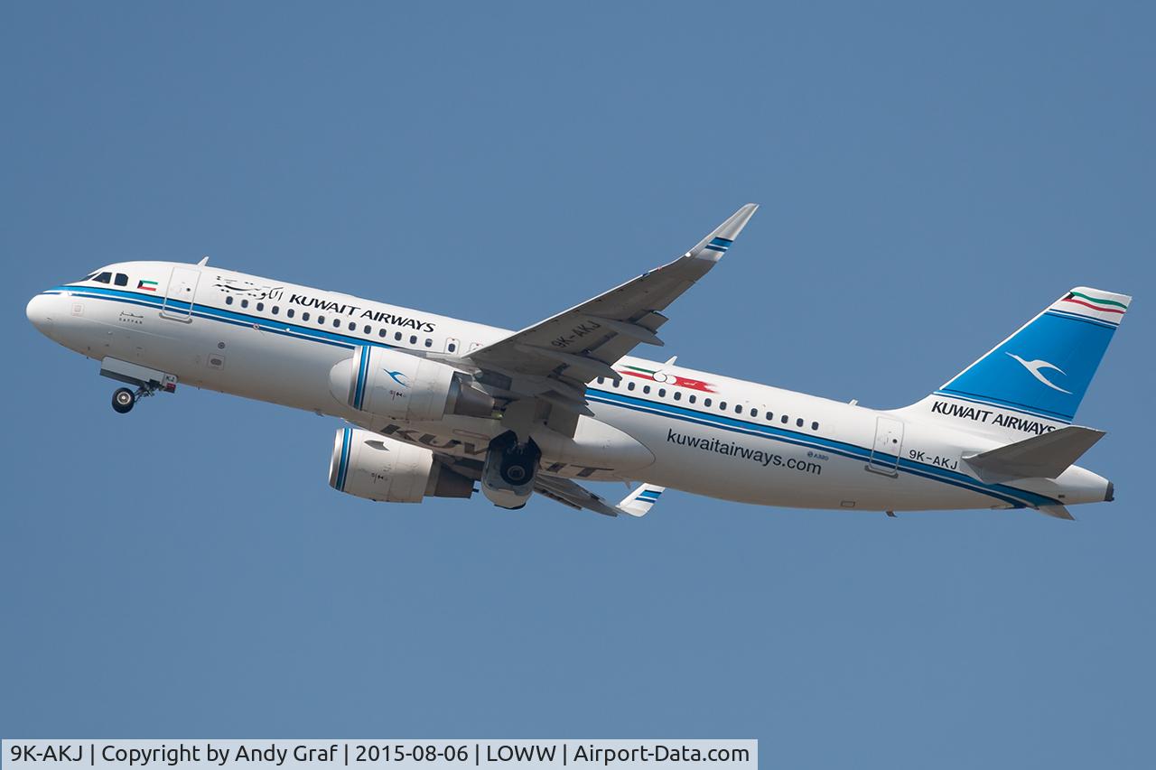 Aircraft 9K-AKJ, 2015 Airbus A320-214, c/n 6516, Kuwait Airways A320, at LOWW, photo by Andy Graf