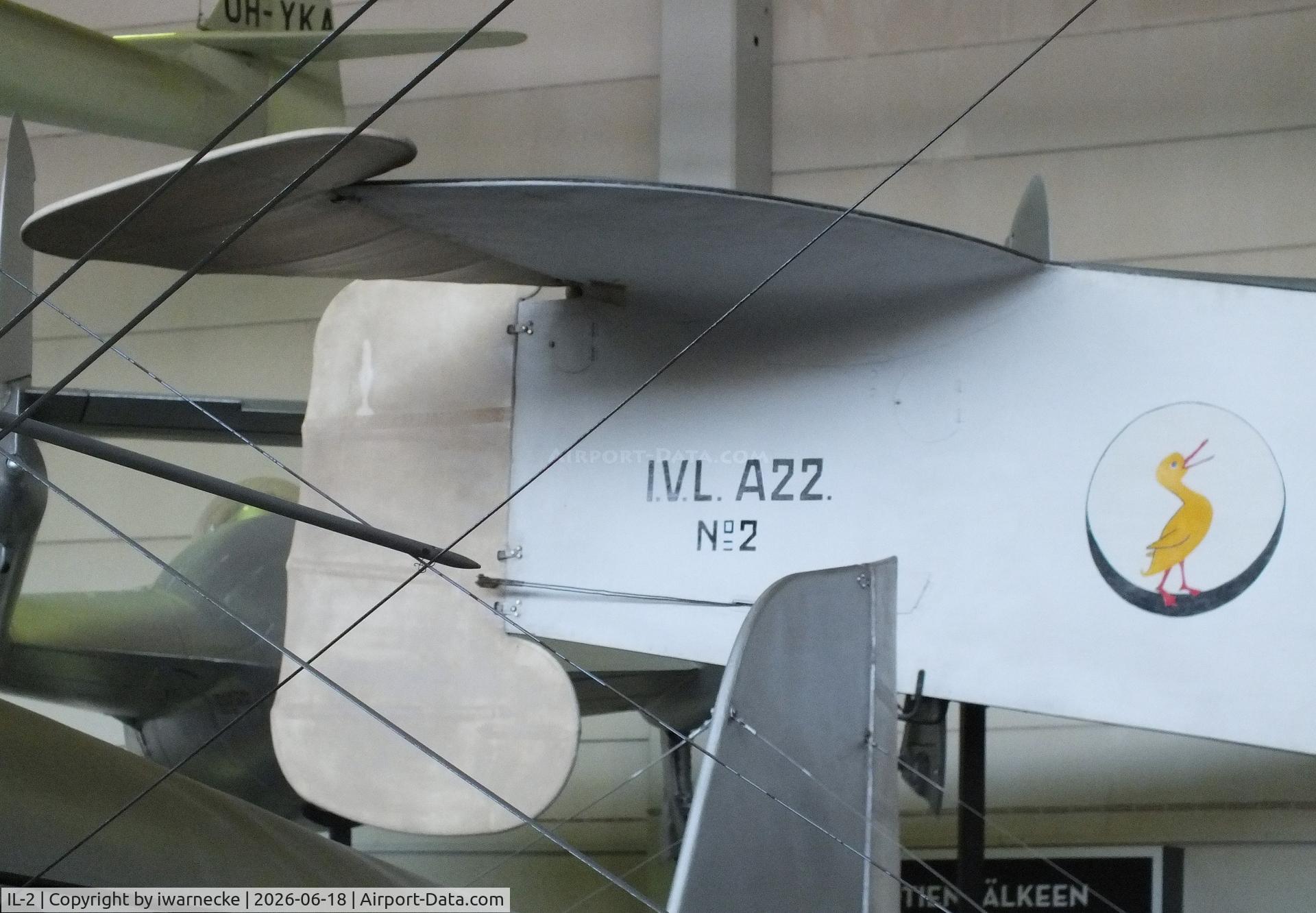 Aircraft IL-2, 1922 Ilmailuvoimien A.22 Hansa, c/n 2, Ilmailuvoimien I.V.L. A.22 Hansa (Hansa-Brandenburg W.33 built in Finland) at the Suomen Ilmailumuseo (Finnish Aviation Museum), Vantaa, photo by iwarnecke